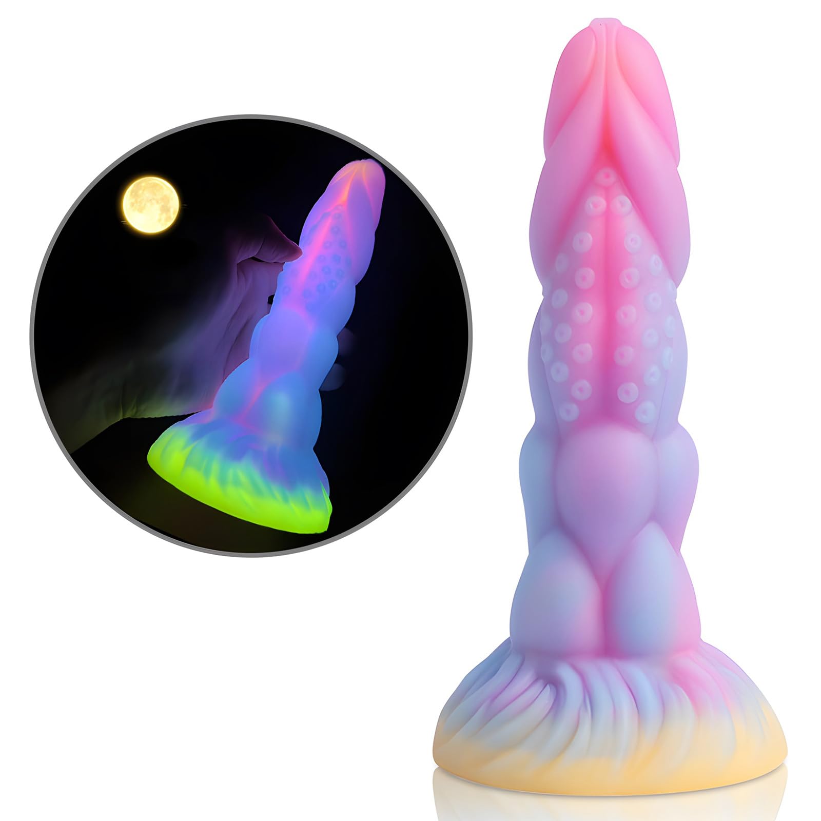8.2" Realistic Dildo Monster Alien Dragon Dildo Luminou Glow in The Dark, Fantasy Dildo Silicone Knot Dildo Thick Dildo Creature Cocks Adult Toys for Women Men Wedding Gift