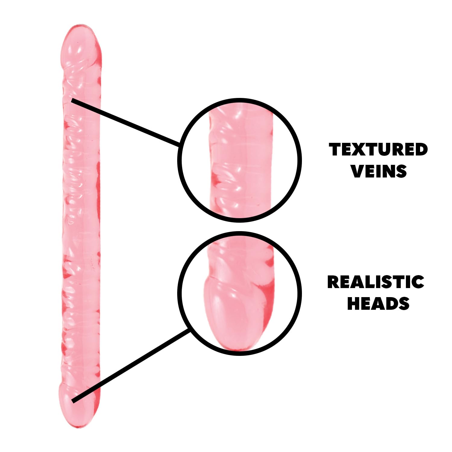Doc Johnson Crystal Jellies - Double Dong -18 Inch - 1.8 Inches Wide - Double Sided Dildo - Proudly Made In America - Purple: Veined Pink