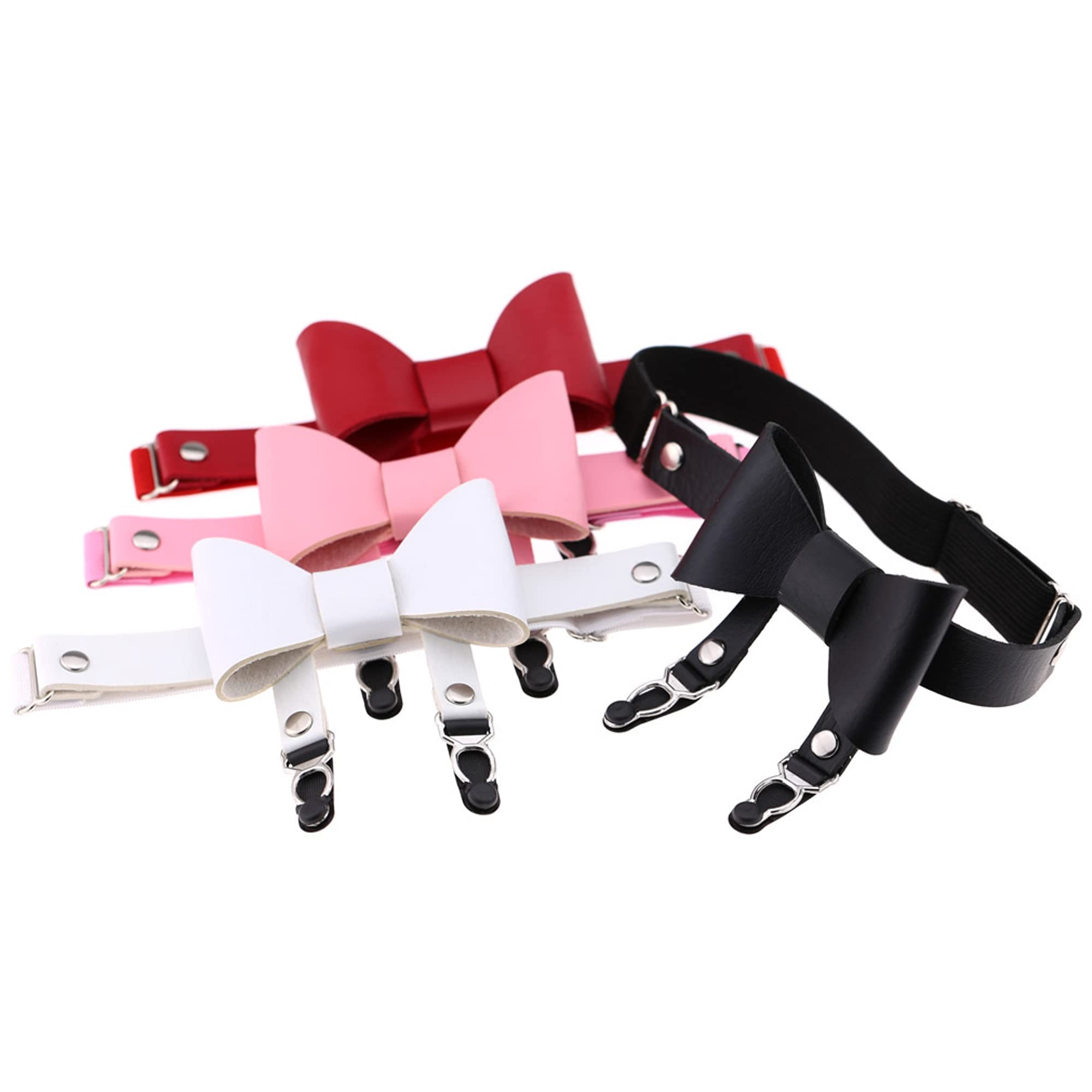 YunPeng Women's Butterfly Knot Garter Belt Adjustable Punk Gothic Leg Harness Garters Elastic Thigh Ring Garter 2PCS: White
