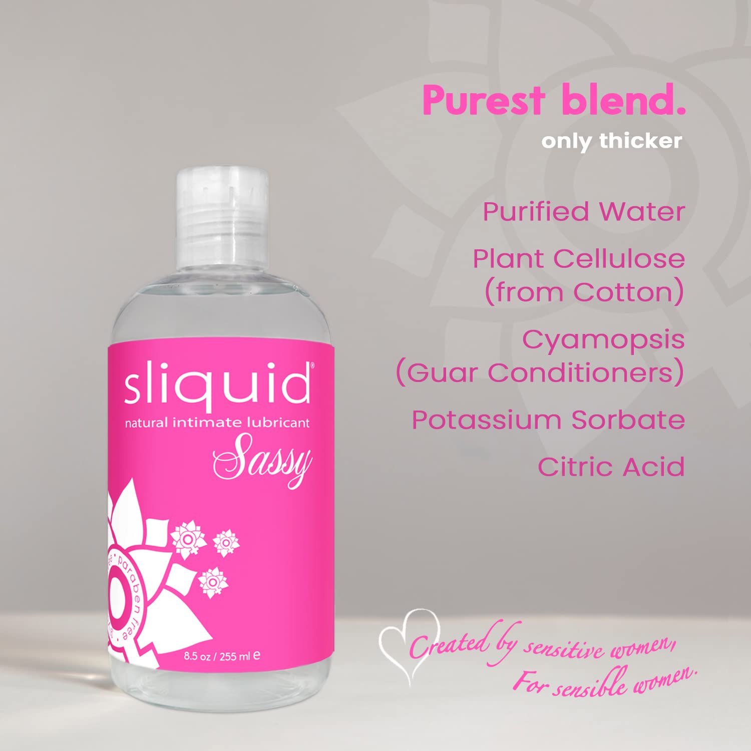 Sliquid Sassy Water-Based Lube - Thick, Long-Lasting Gel, Natural Lube for Women/Men/Couples, Unscented, 8.5 Fl Oz (2 Pack): 8.5 Fl Oz (Pack of 1)
