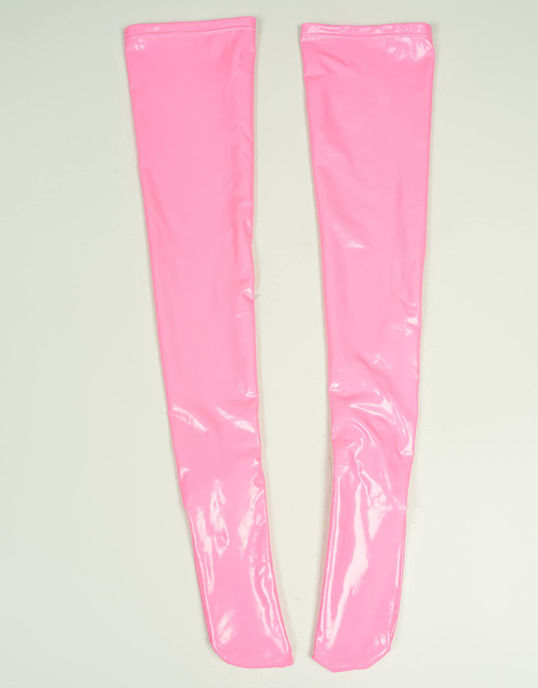 Mobbunny Thigh Stockings PU Leather Socks Thigh High Stockings Shiny Over Knee Long Boot Sock Accessory Pink White