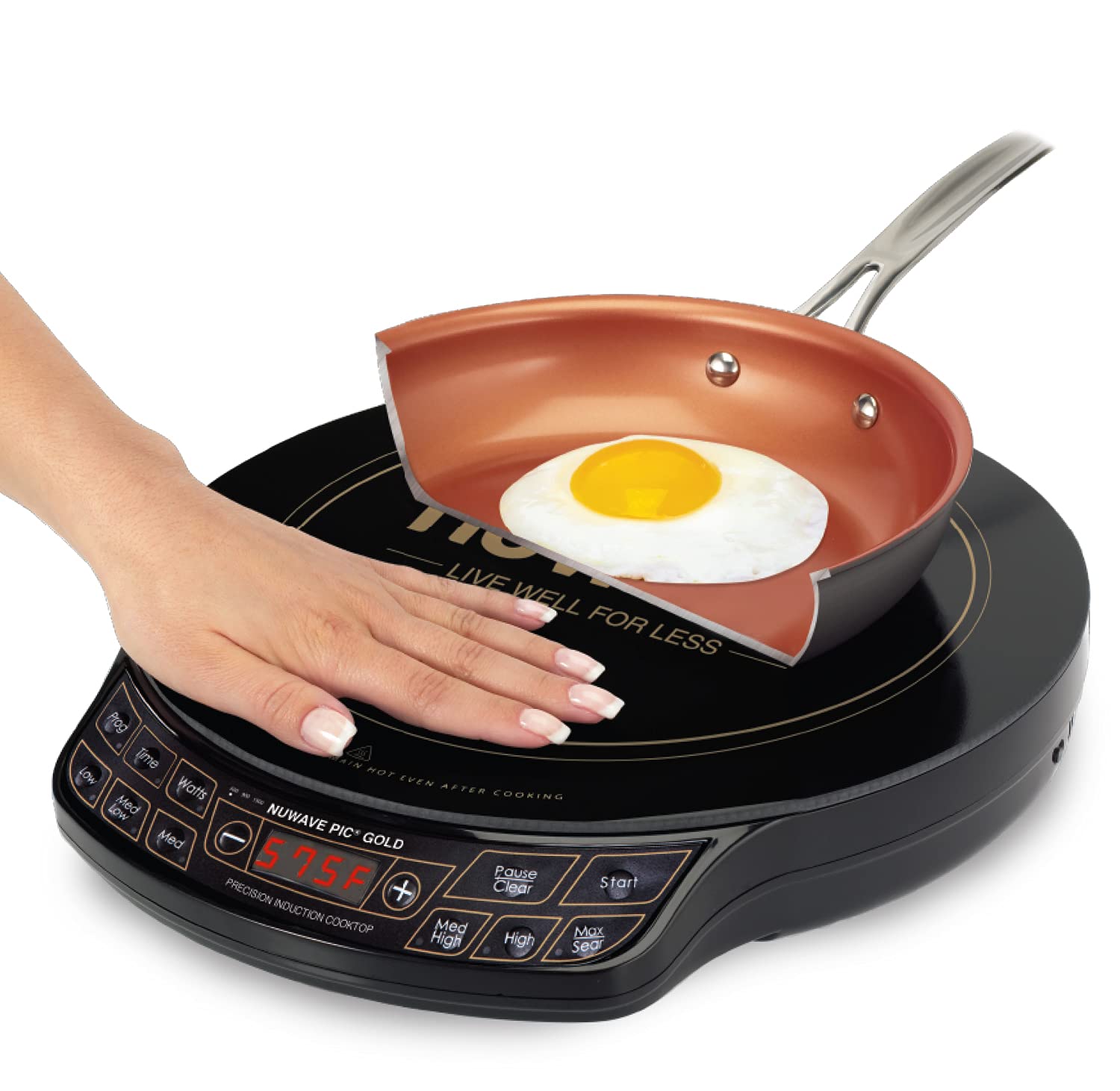 Nuwave Induction Wok, 3 Wattages 600, 900 & 1500, Precise Temp Controls from 100°F to 575°F in 5°F, Infuse Complex Charred Aroma & Flavor, Authentic 14-inch Carbon Steel Wok Included, Wok Hei: Induction PIC Gold + 9" Pan