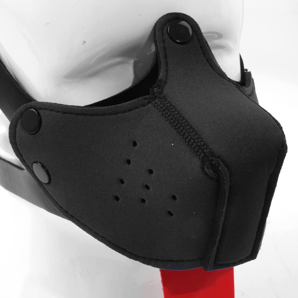Neoprene Puppy Face Muzzle Dog Hood Mask Play Hoods: Black