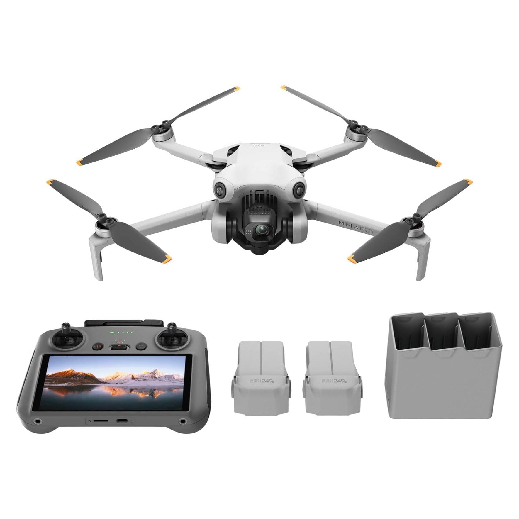 DJI Mini 4 Pro Fly More Combo with DJI RC 2, Drones with Camera for Adults 4K, Under 0.549 lbs/249 g, 3 Batteries for up to 102 Mins Flight Time, Smart Return to Home, Drone for Beginners: Mini 4 Pro Fly More Combo (DJI RC 2)