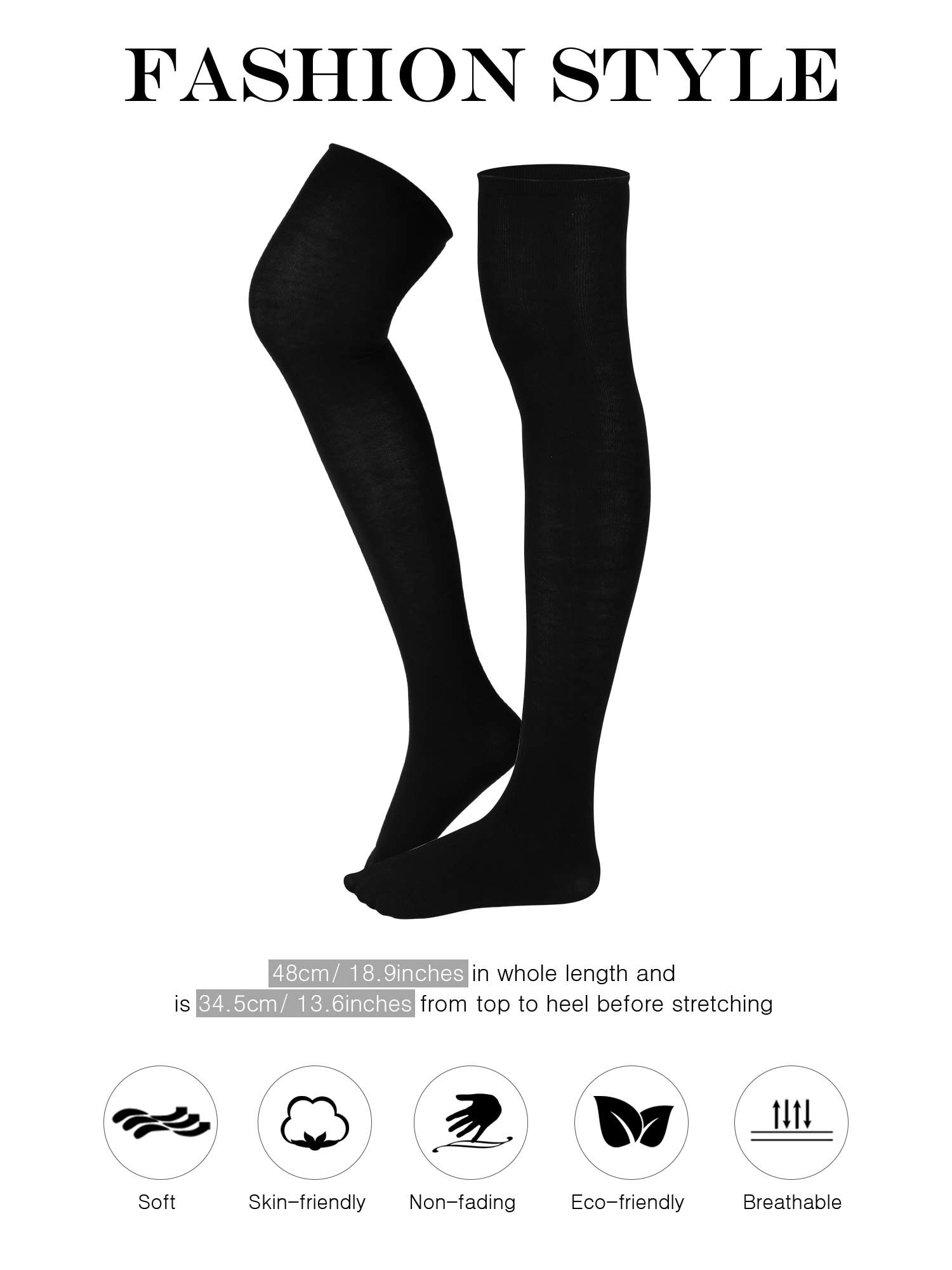 SATINIOR 3 Pairs Knee High Socks Thigh High Triple Stripe over the Knee Socks Long Opaque Thigh Stockings: One Size Black, White, Gray