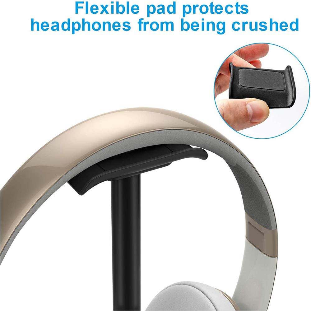 Deear Headphone Stand Gaming Headset Holder Universal Aluminum Metal Headphone Holder Hanger with Aluminum Supporting Bar Flexible Headrest ABS Solid Base for All Headphone,: Pink