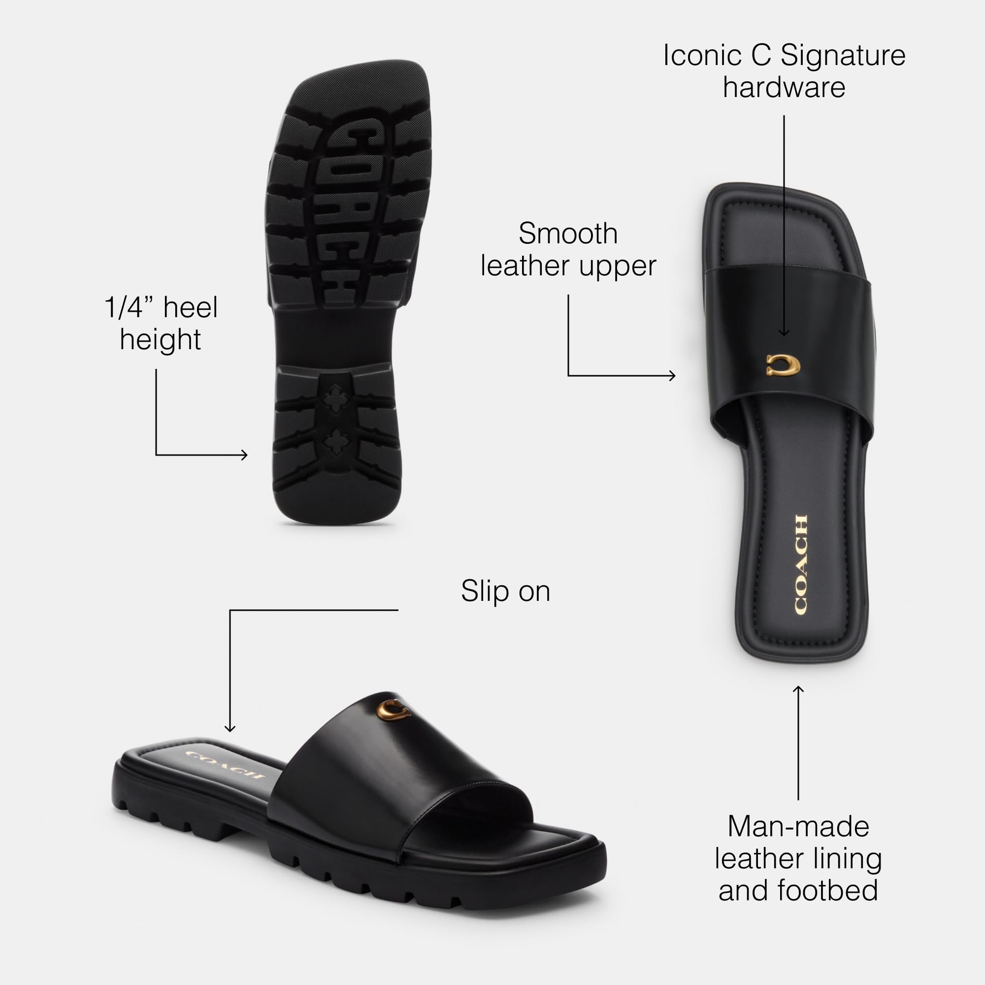 Coach Women's Florence Slide Sandal: Black 8