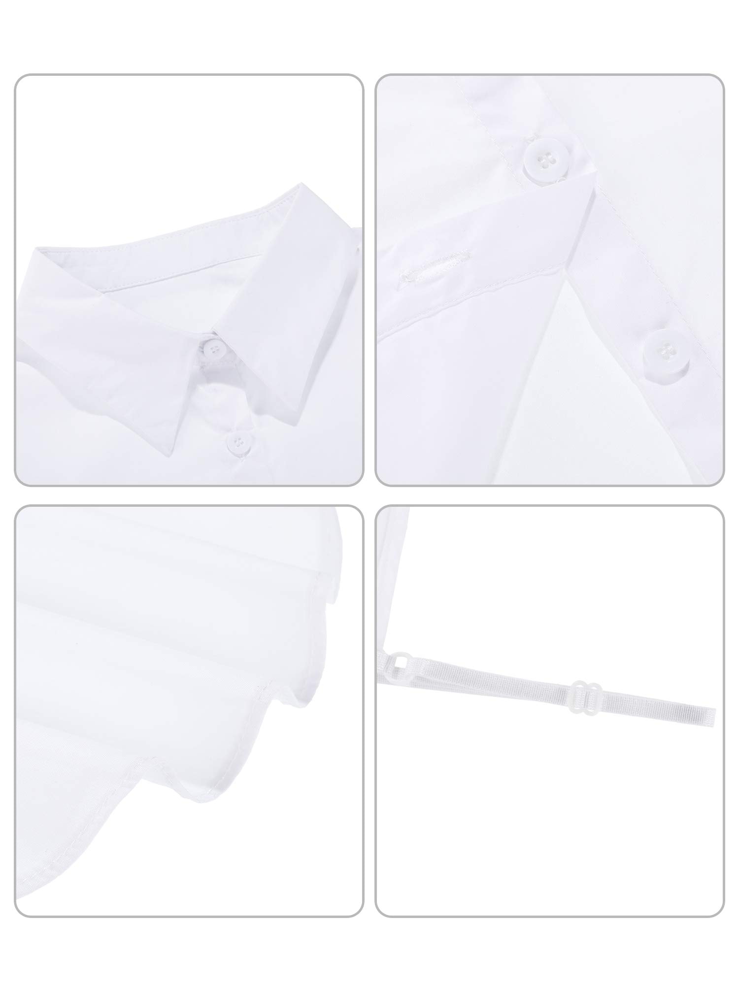 EBOOT Fake Collar Detachable Dickey Blouse Half Shirts for Girls and Women (White, Medium)