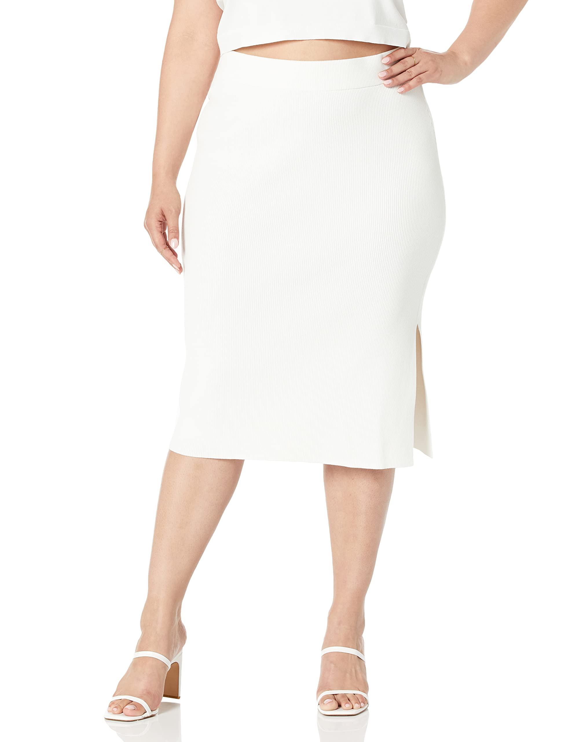 The Drop Women's Vera Slim Side-Slit Midi Sweater Skirt thumbnail 4