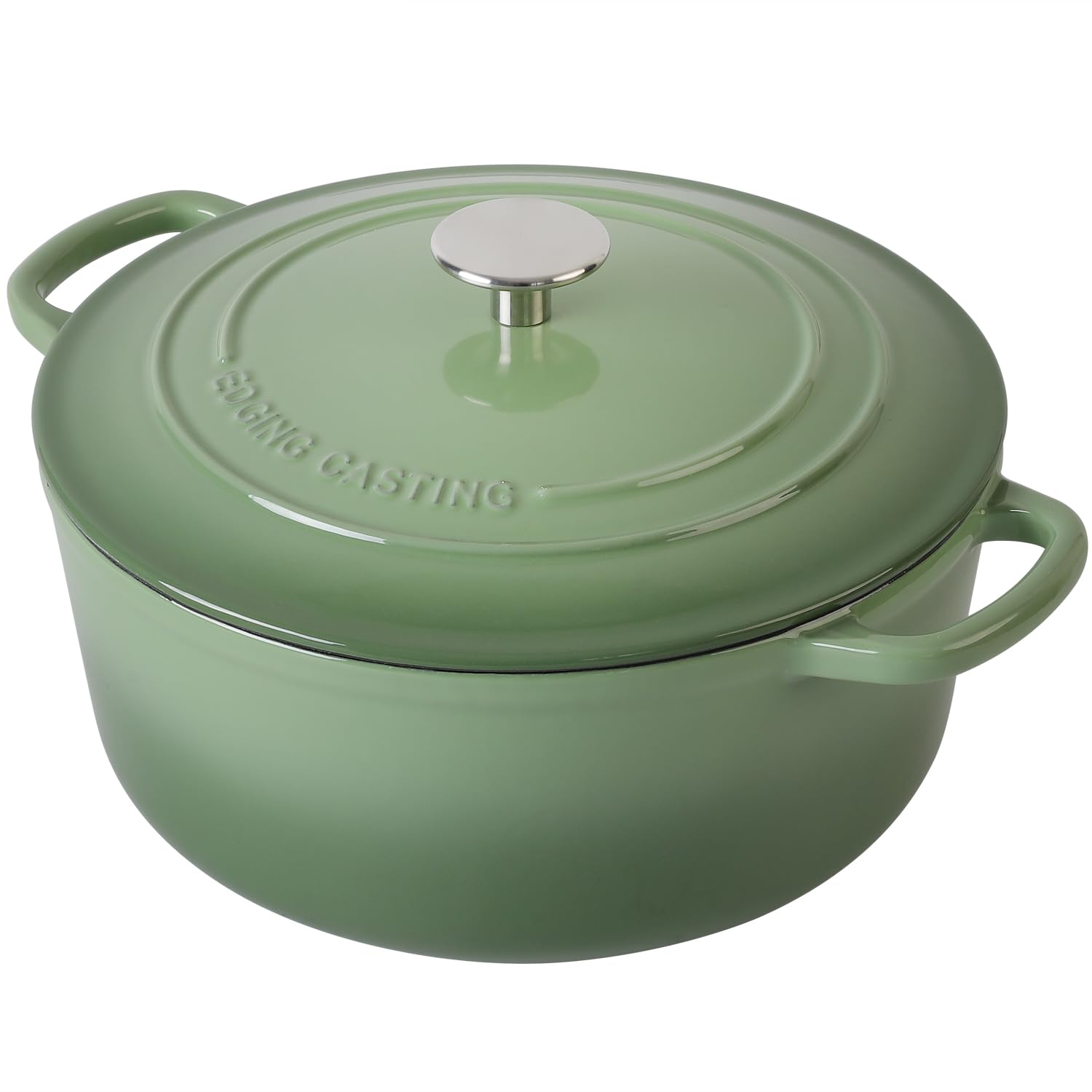 EDGING CASTING Enameled Cast Iron Covered 5.5 Quart Dutch Oven with Dual Handle, Dutch Ovens with Lid for Bread Baking, Pink: 7QT Pistachio Green