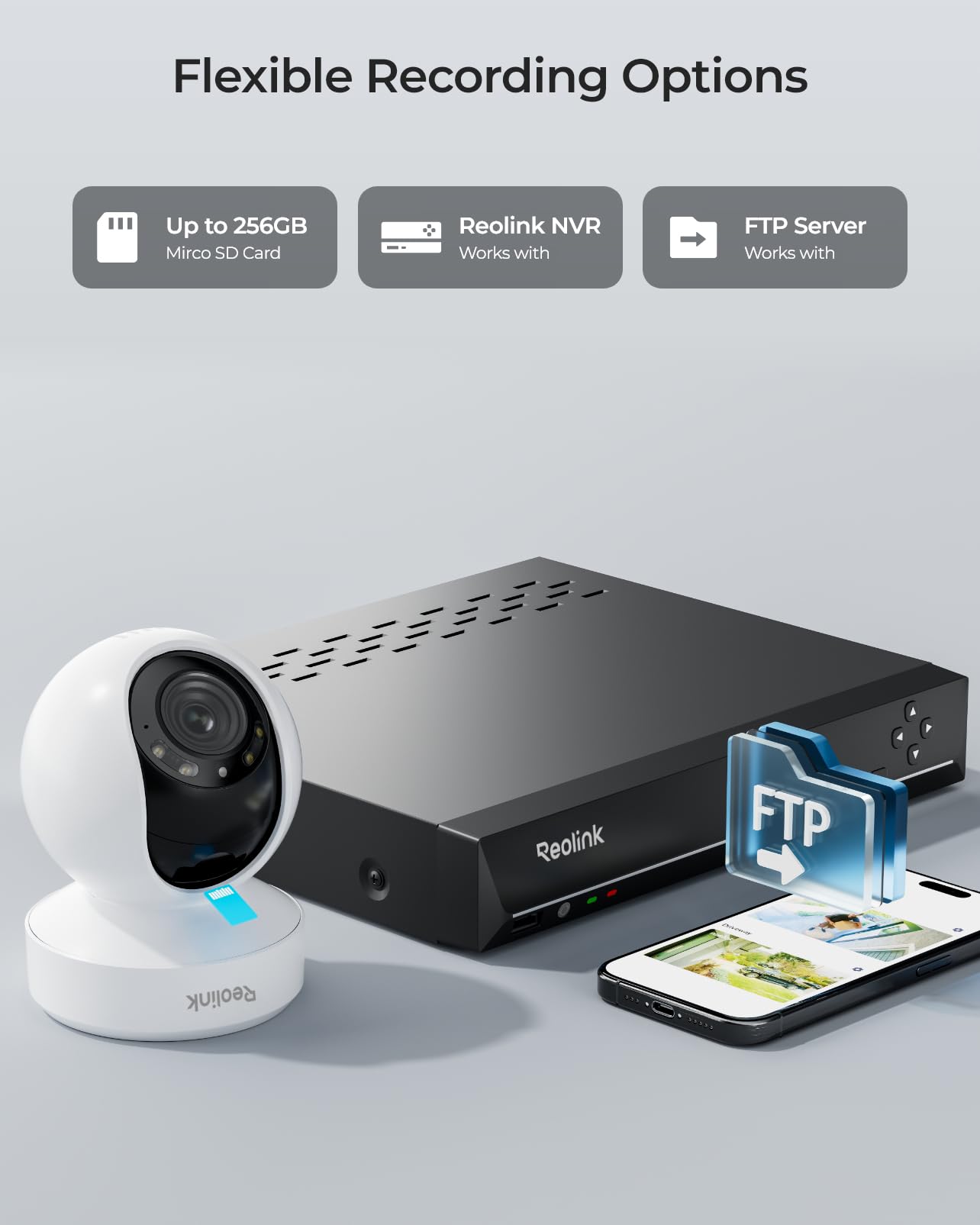 REOLINK 4K Outdoor Plug-in WiFi 6 Security Camera, PTZ Camera for Home Security, Wi-Fi 6 New Tech, Motion Tracking, Smart Detection, 3X Optical Zoom, Motion Spotlight, Local Storage, E1 Outdoor Pro