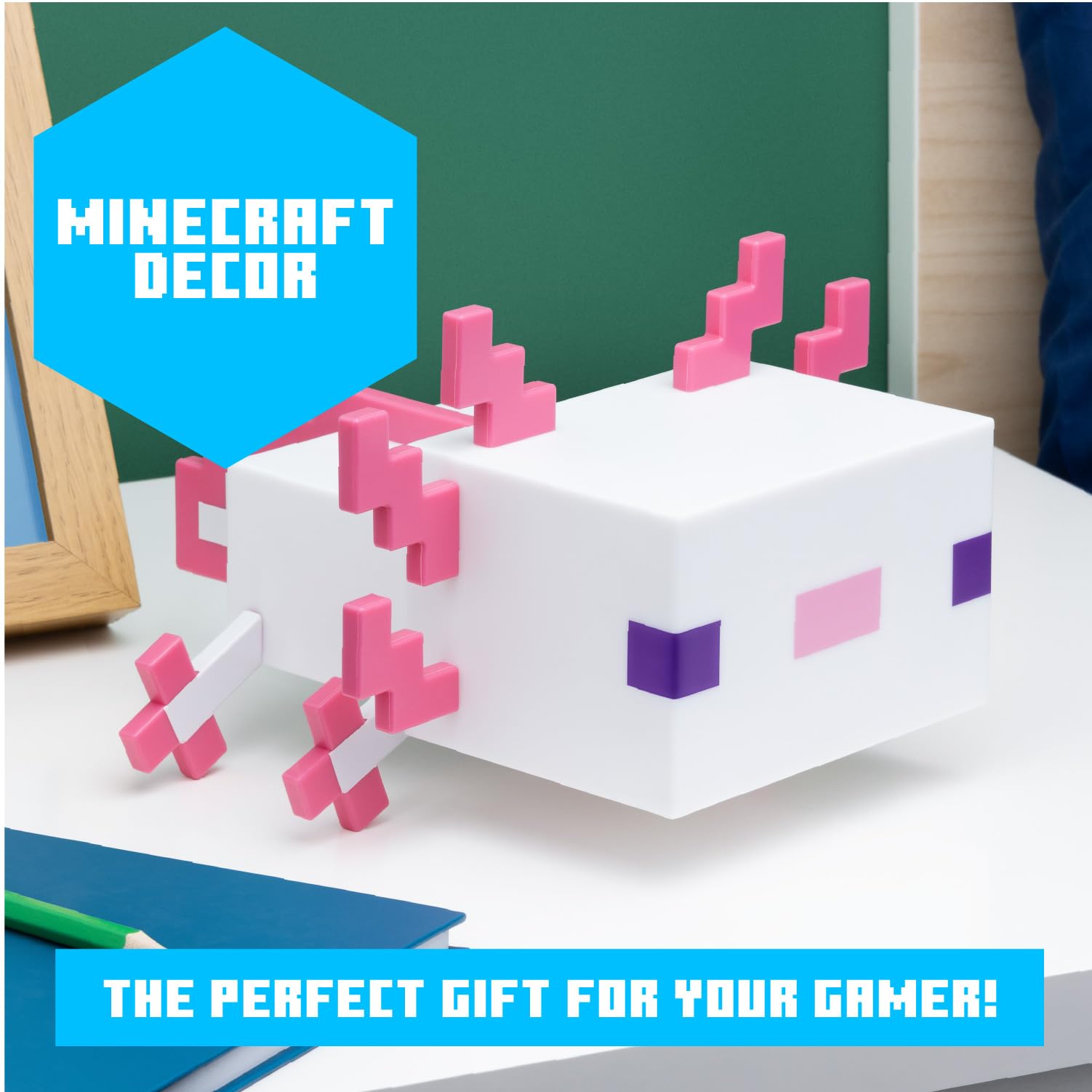 Paladone Minecraft Axolotl Light, Five Color Modes, Minecraft Lamp to Decorate Your Gaming Desk or Night Stand