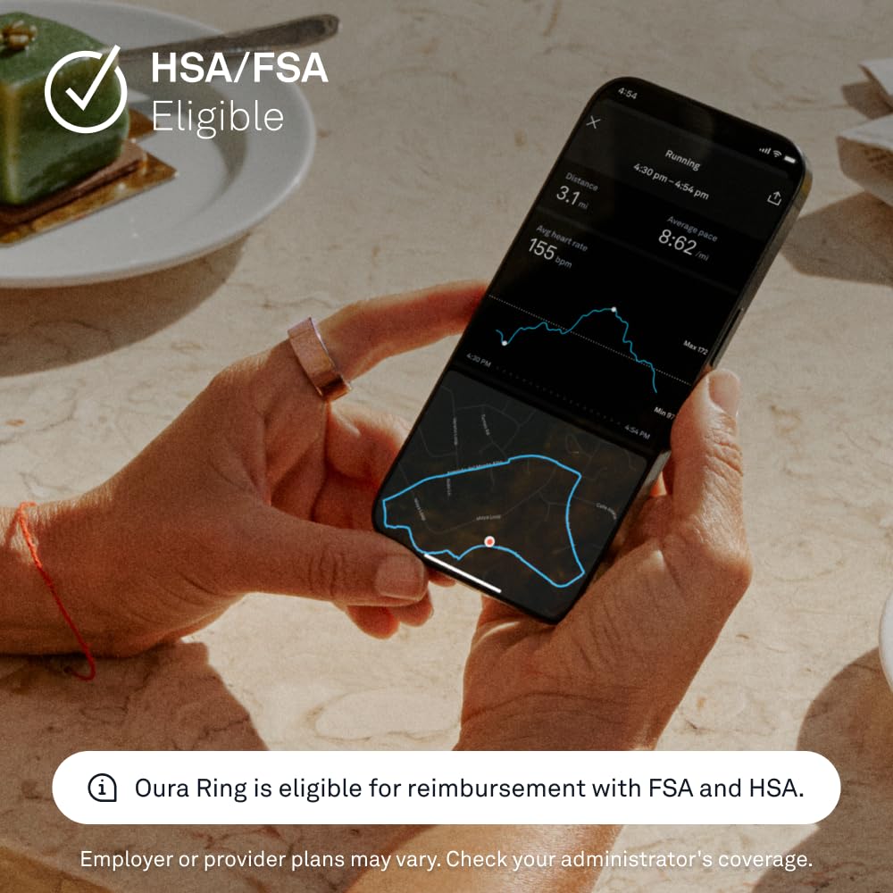 Oura Ring 4 - Rose Gold - Size 8 - Smart Ring - Size First with Oura Ring 4 Sizing Kit - Sleep Tracking Wearable - Heart Rate - Fitness Tracker - Up to 8 Days of Battery Life: Rose Gold 8