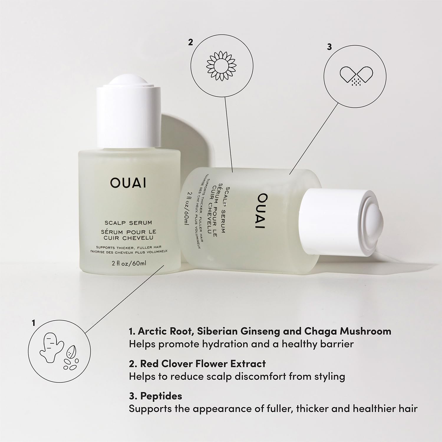OUAI Scalp Serum - Balancing Hair Serum with Red Clover Extract, Siberian Ginseng and Peptides for Thicker and Fuller-Looking Hair - Paraben, Phthalate and Sulfate Free Scalp Care (2 Fl Oz): OUAI Scalp Serum - Balancing Hair Serum with Red Clover Extract, Siberian Ginseng and Peptides for Thicker and Fuller-Looking Hair - Paraben, Phthalate and Sulfate Free Scalp Care (2 Fl Oz)