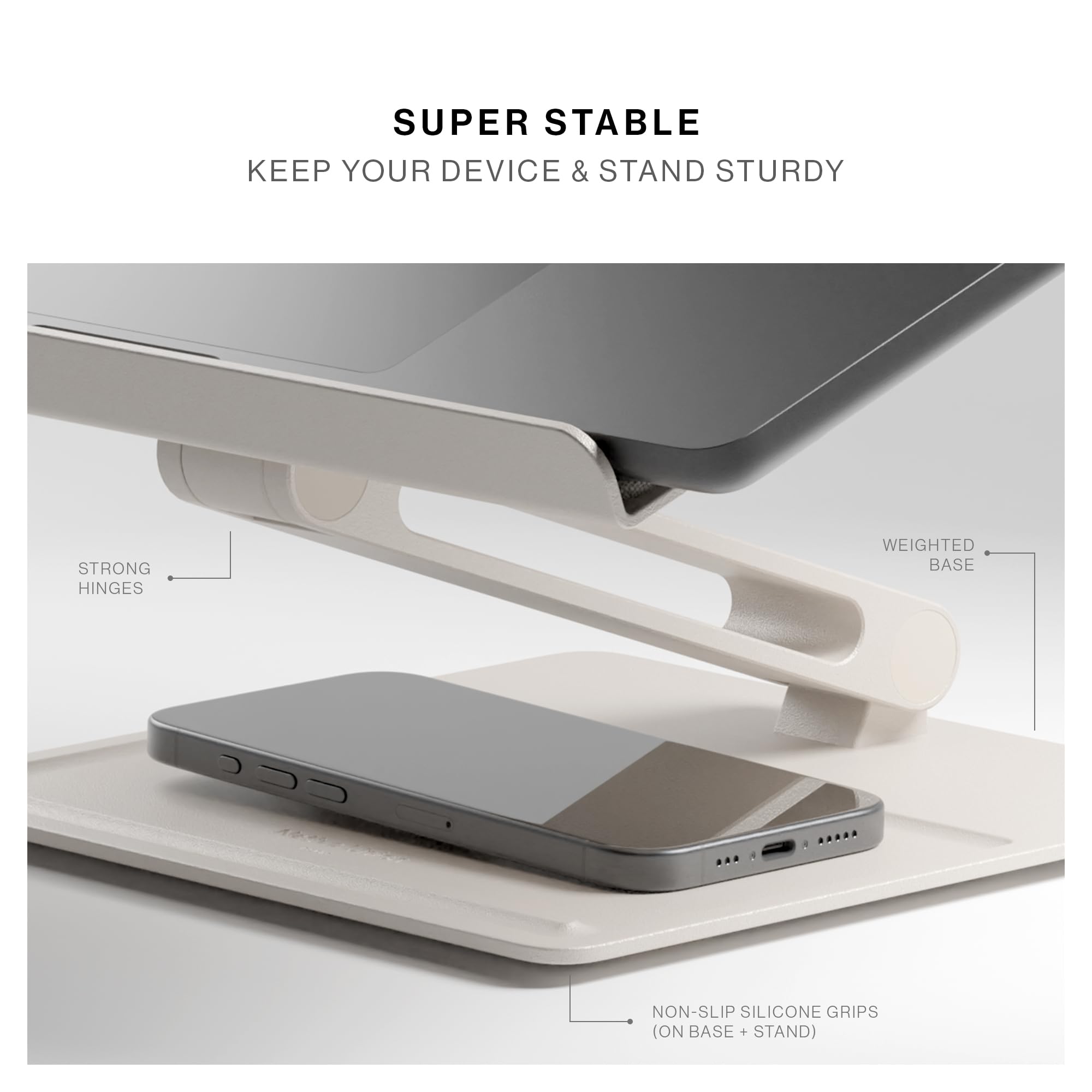 Native Union Desk Laptop Stand – Height Adjustable Ergonomic Computer Stand – Compatible with MacBook Air/Pro, iPad, Dell, HP, Lenovo, Microsoft Surface & Laptops & Tablets Up to 5kg (): Sand Stone
