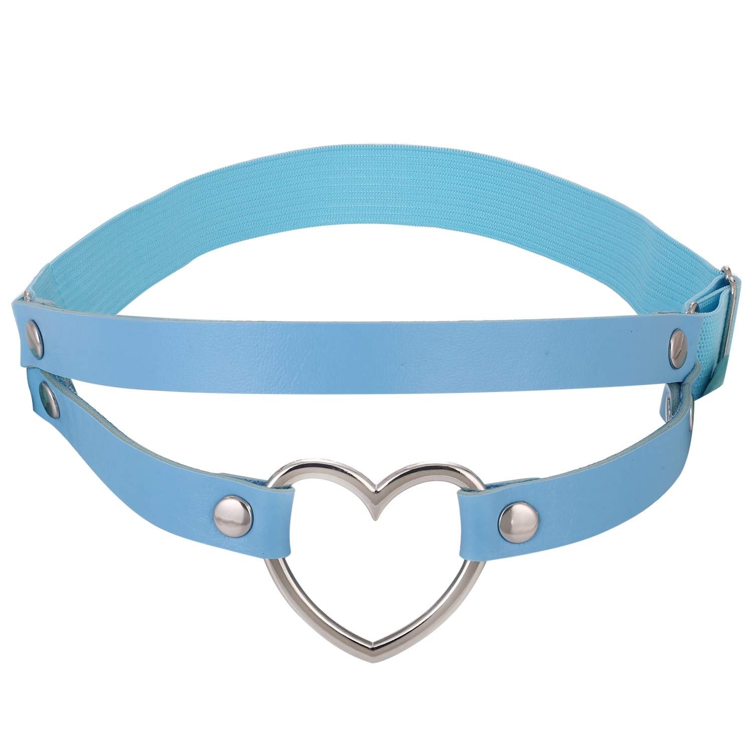 FM FM42 Multicolor PU Simulated Leather Women's Gothic Double Straps Heart O Ring Leg Thigh Elastic Garter Belt, One Pair: FM FM42 Multicolor PU Simulated Leather Women's Gothic Double Straps Heart O Ring Leg Thigh Elastic Garter Belt, One Pair