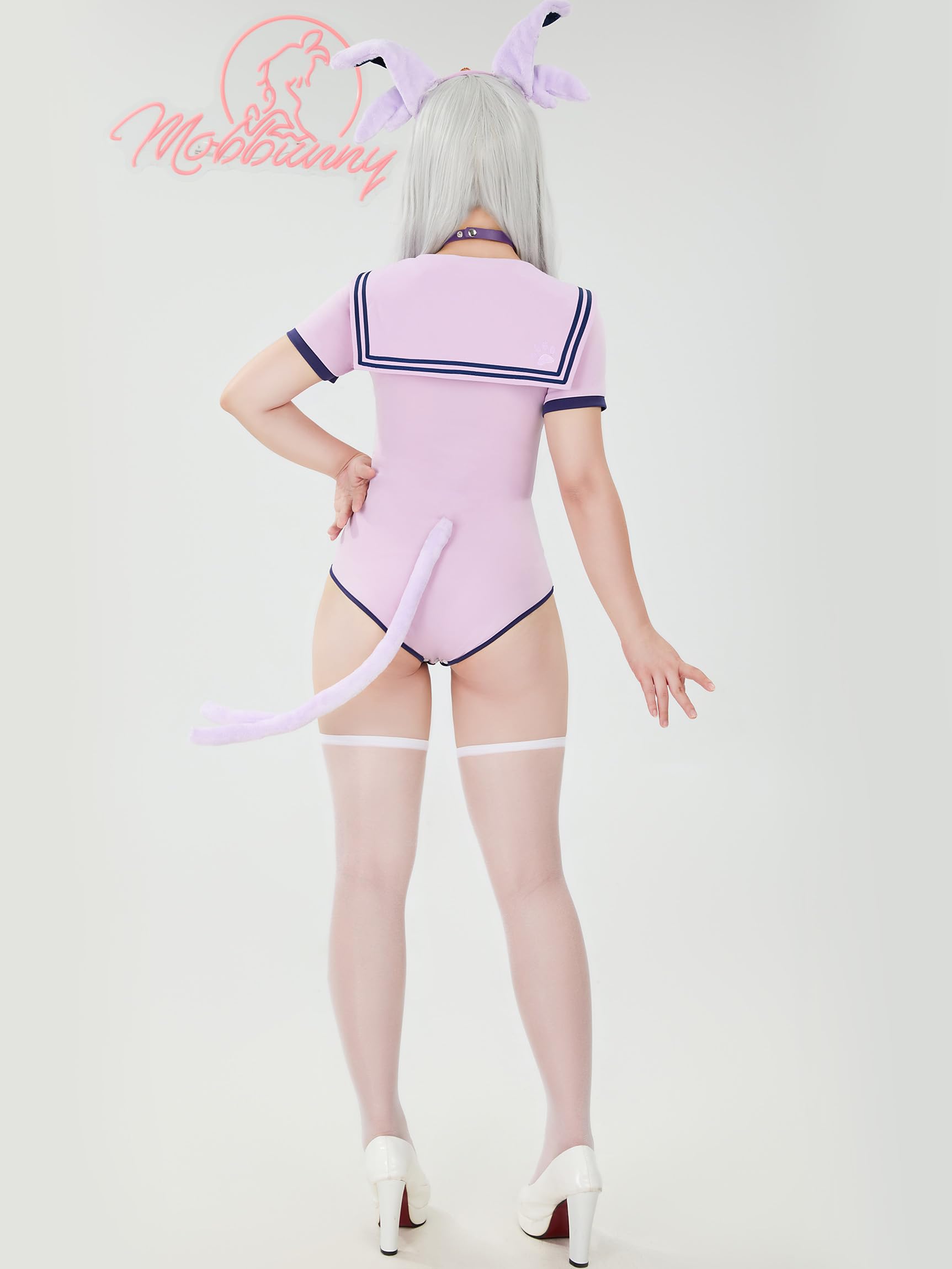 Mobbunny Women's Anime Cosplay Outfits Sailor Uniform Purple Bodysuit Pleated Skirt Set with Headband Choker Halloween: Small