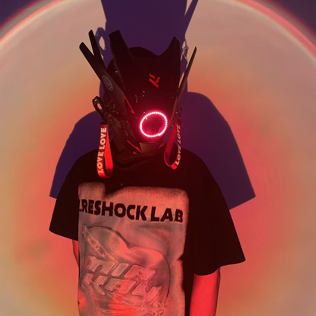 OYDL Cosplay Helmet for Men, Futuristic Tech Punk Mask with LED Light for Cyberpunk Cosplay: Type G