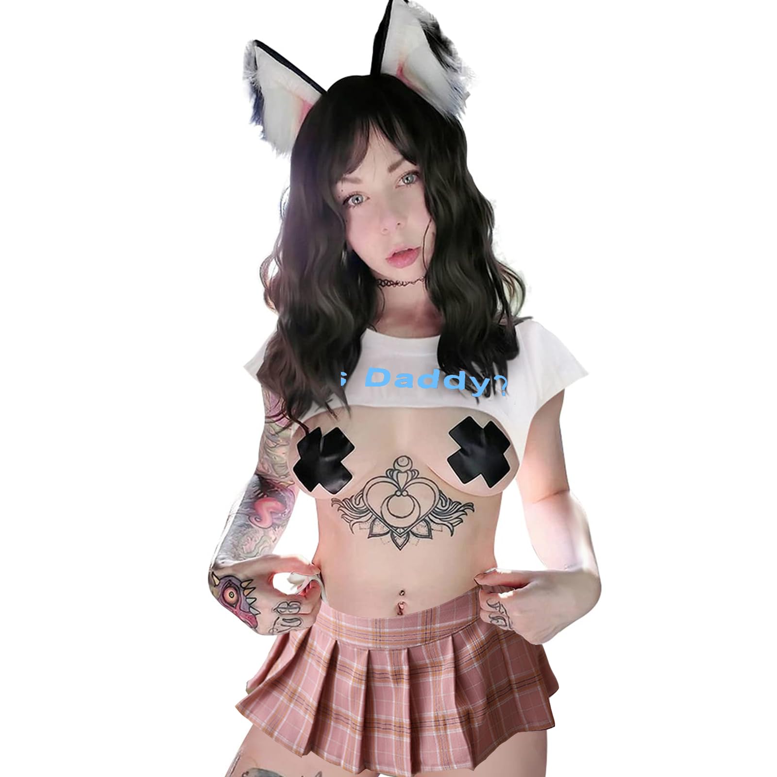 YOMORIO Japanese Lingerie Sexy Crop Top Naughty Underwear Anime Cosplay Costumes (): White 3