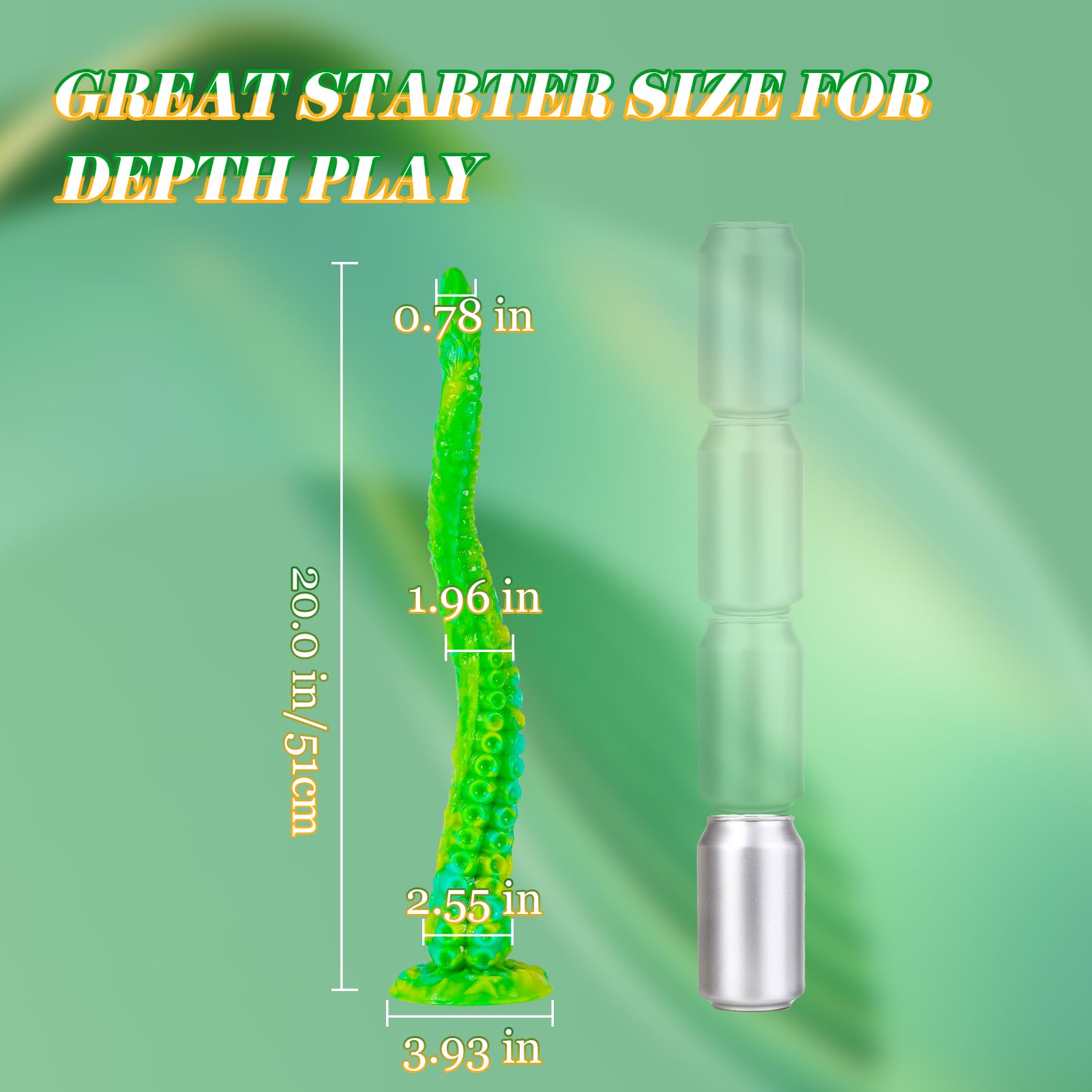 Long Tentacle Dildo Anal Toys: 18" Luminous Monster Dragon Dildo with Suction Cup, Liquid Silicone Long Butt Plug Anal Dildo for Anal Training, Fantasy Anal Stretcher for Advancer: Large-20 IN