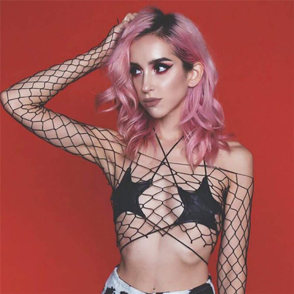 YYUNANG Women's Cut Out Lace-Up Sexy Bra,Star Bra Crop Top Star Bikini Top Lace Up Halter Bralette Bandeau Camisole: Black