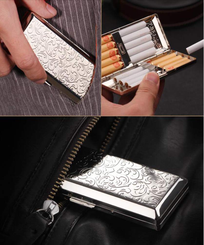 EEKUY Ultra-Thin Portable Cigarette Case - Holds 14 Cigarettes, Gold