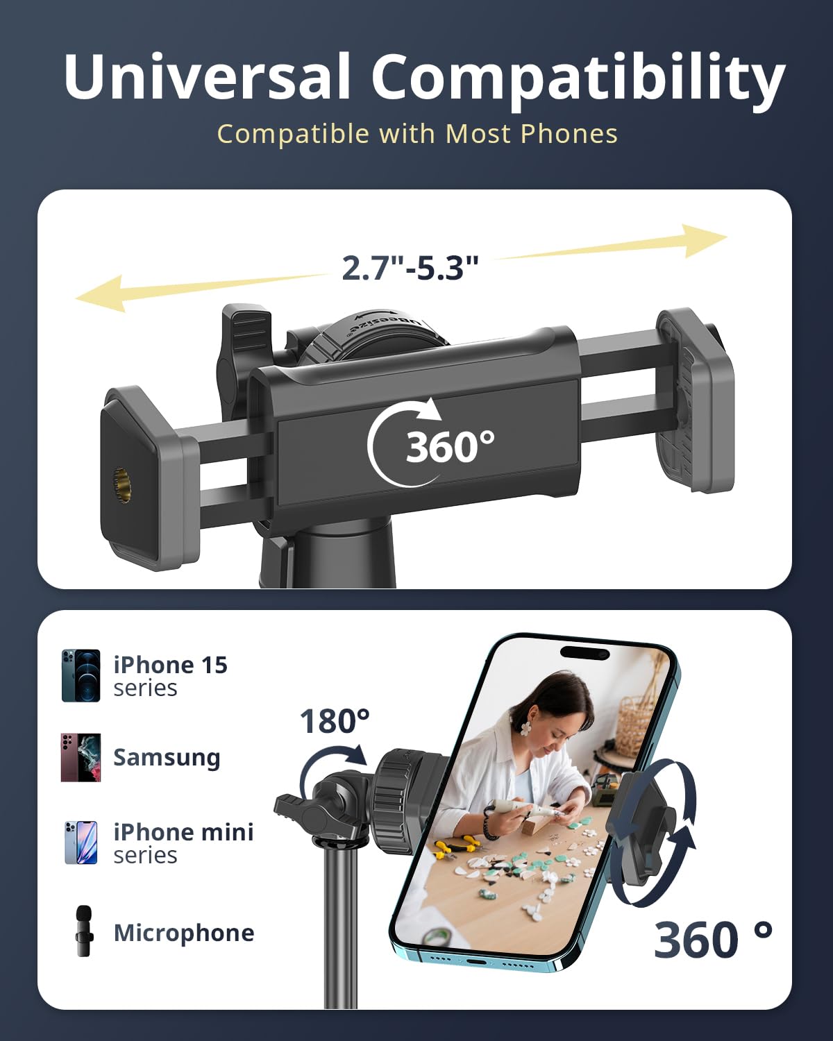 UBeesize 12'' Selfie Ring Light with 62’’ Tripod Stand for Video Recording, Live Streaming(YouTube, Instagram, TIK Tok), Compatible with Phones, Cameras and Webcams: White,Warm,Daylight Black