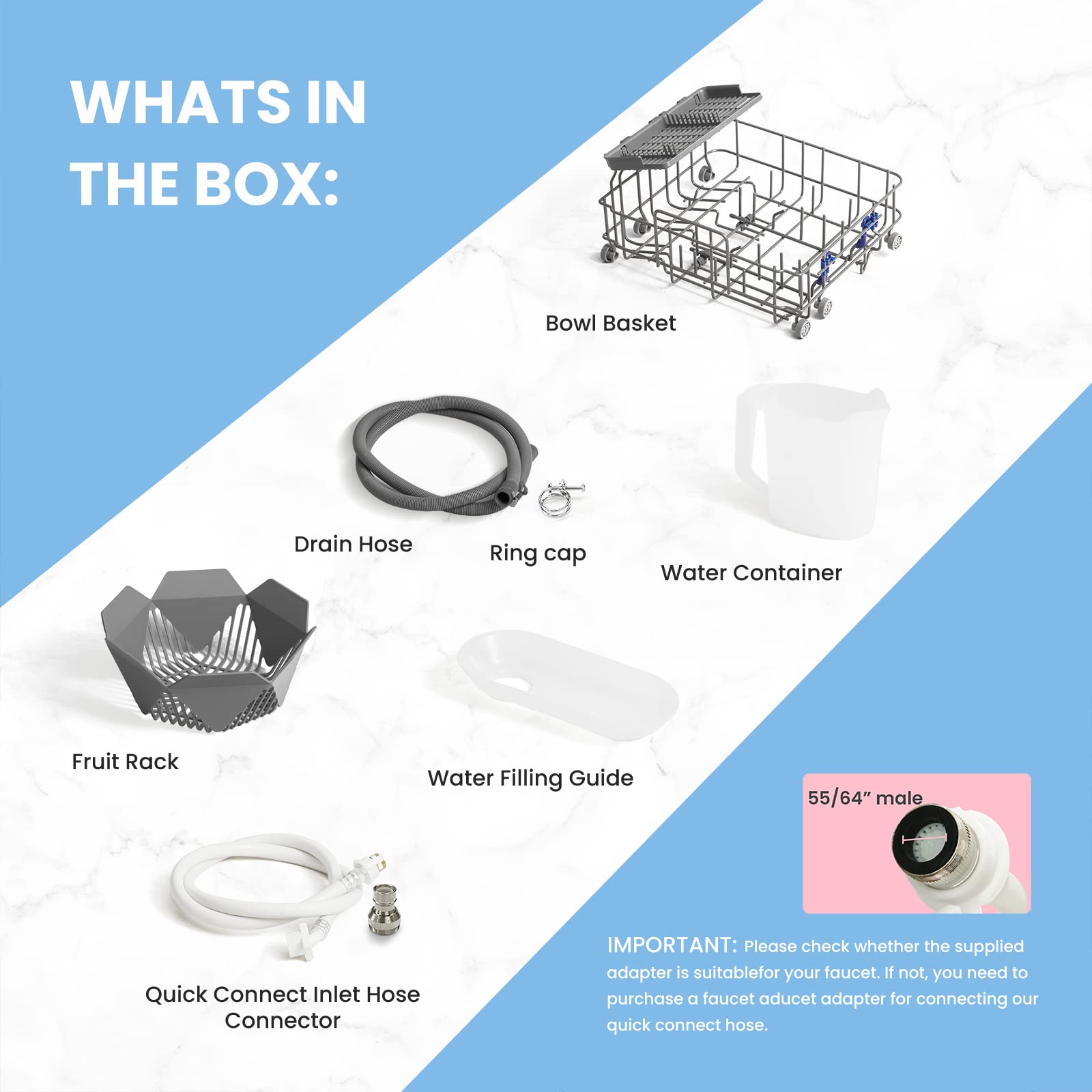 COMFEE' Countertop Dishwasher, Portable Dishwasher with 6L Built-in Water Tank, Mini Dishwasher with More Space Inside, 7 Programs, UV Hygiene& Auto Door Open, for Apartments, Dorms& RVs, White