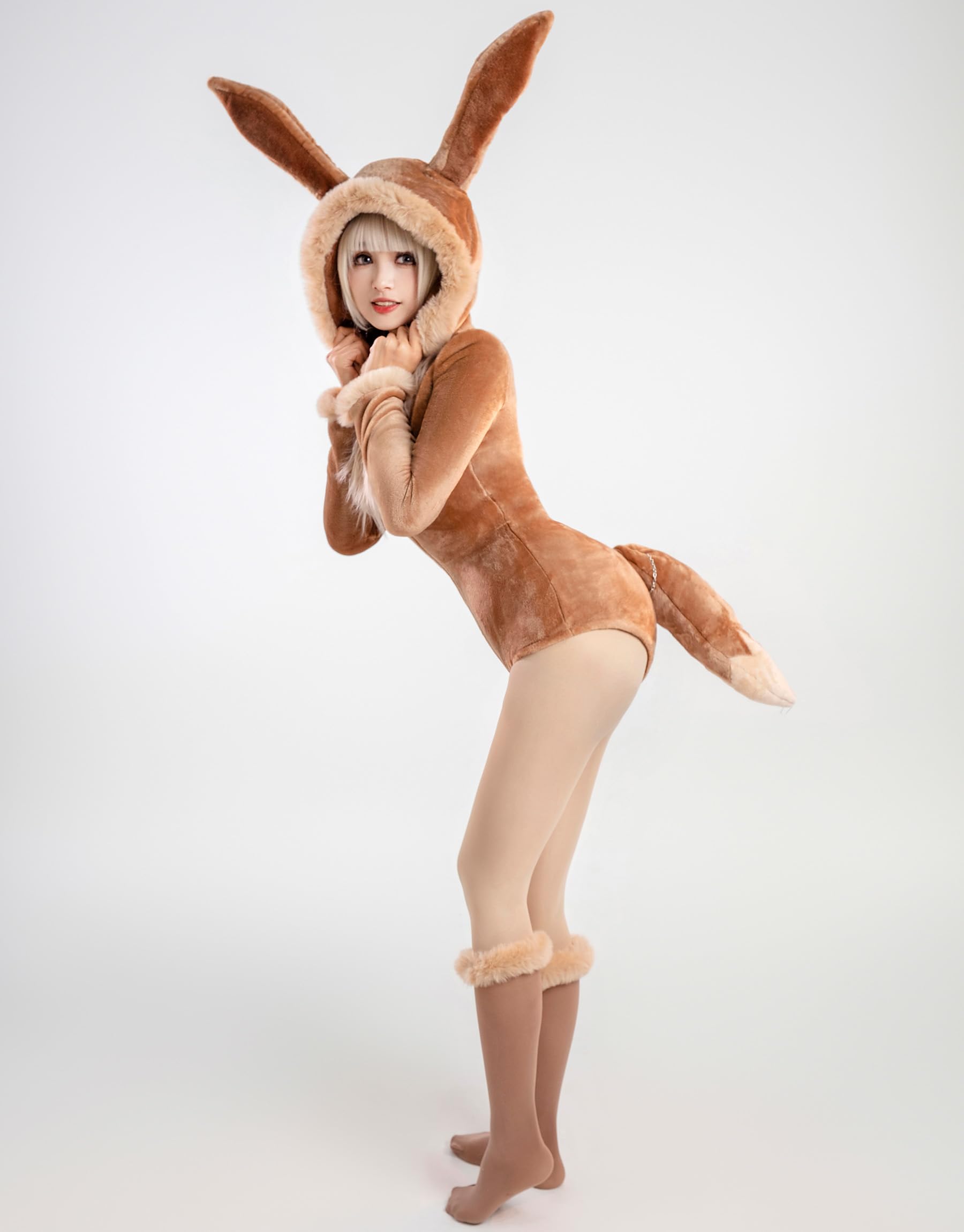 Mobbunny Women Onesie Animal Romper Fuzzy Pajamas Brown Loungewear Fluffy Hooded Homewear Christmas Halloween Cosplay: Small