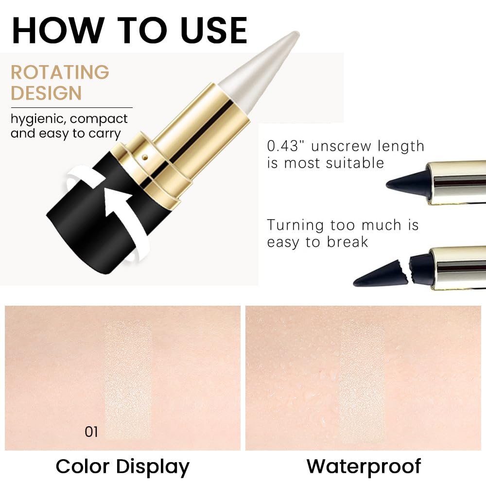 Kaely 2Pcs Gel Eyeliner Pencil, Natural Black Eyeliner Cream for Waterline, Liquid Eye Liner Waterproof Smudge Proof, Black Smoky Eyeshadow Palette Halloween Makeup, delineador de ojos contra el agua: 1 Count (Pack of 1) A-01 Silver