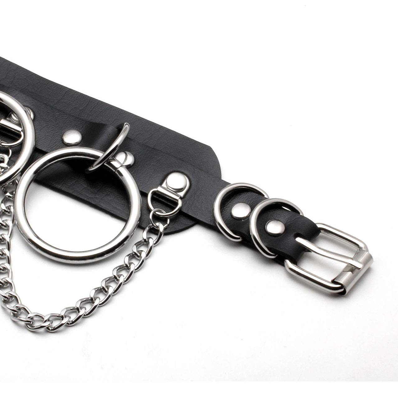 Manfnee Cool Punk Gothic Collar for Women and Men Black PU Leather Vingate Necklace Adjustable: E:2pcs