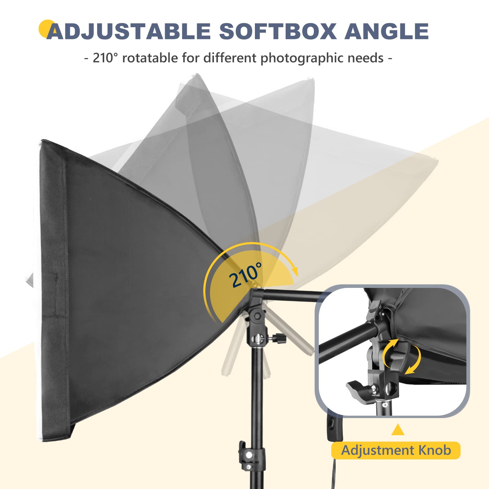 Torjim Softbox Photography Lighting Kit, 16'' x 16'' Professional Softbox Lighting Kit with 85W 3000-7500K LED Bulbs, Studio Lights for Photography/Video Recording/Live Streaming/Portraits Shooting: 16inch