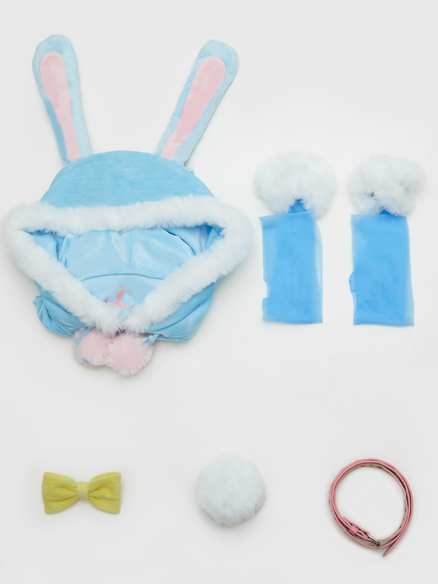 Mobbunny Easter Bunny Costume Rabbit Romper Onesie Plush Pajama Bodysuit Fluffy Bodycon Hooded Jumpsuit with Tail