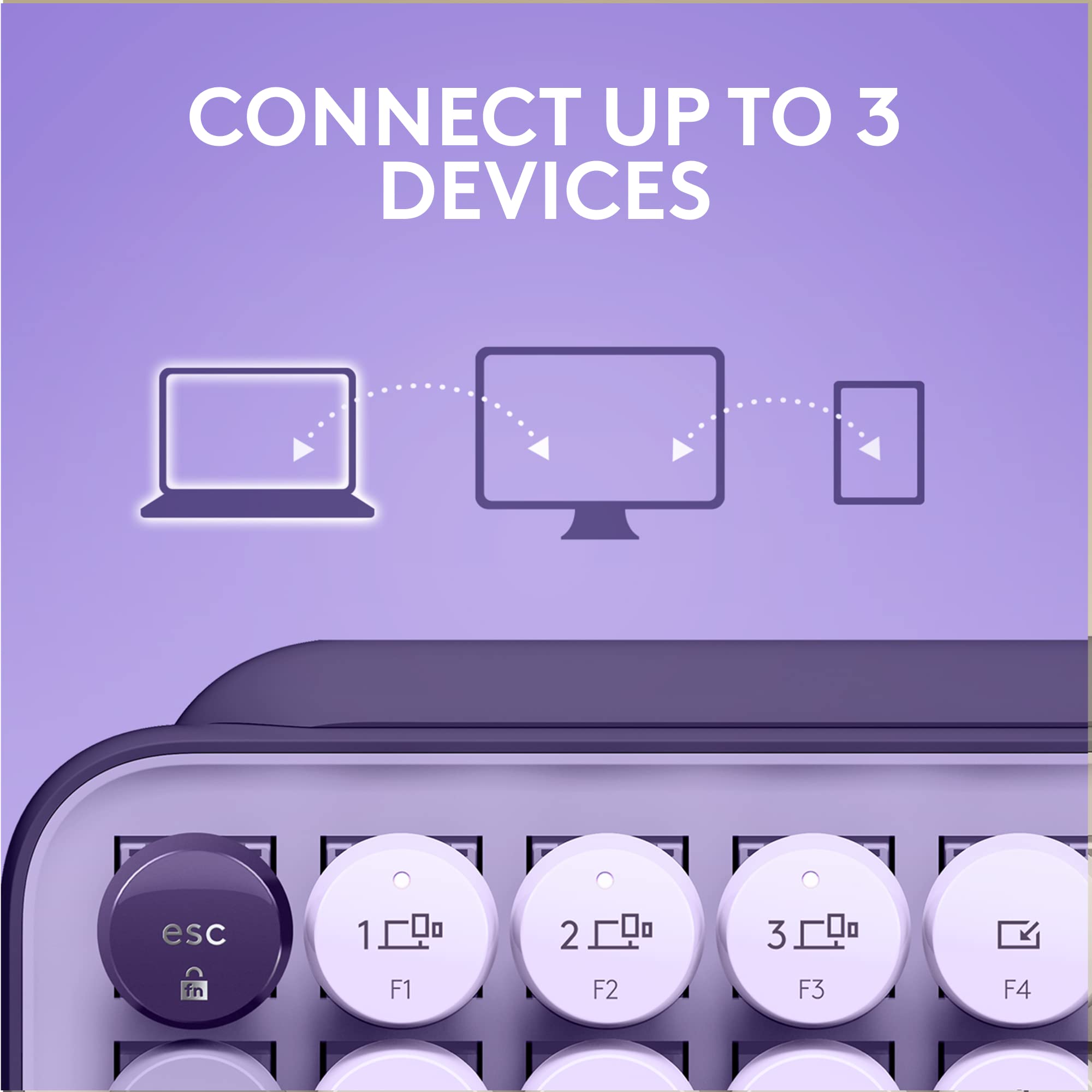 Logitech POP Keys Mechanical Wireless Keyboard with Customizable Emoji Keys, Durable Compact Design, Bluetooth or USB Connectivity, Multi-Device, OS Compatible - Cosmos: Cosmos POP Keys