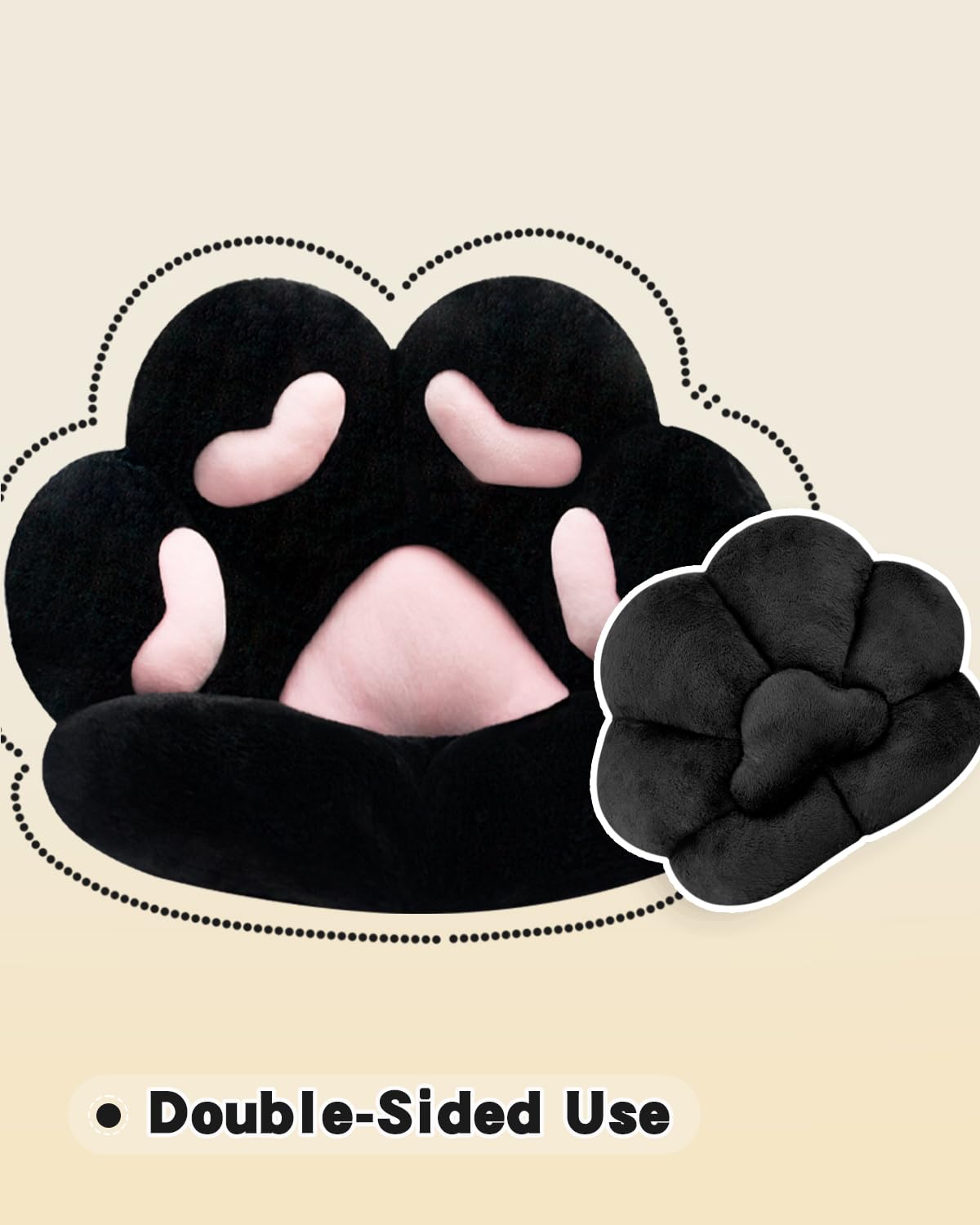 MOONBEEKI Cat Paw Cushion Chair Comfy Kawaii Plush Seat Cushions Shape Lazy Pillow for Gamer Chair 28"x 24" Cozy Floor Cute Seat Kawaii for Girl Worker Gift, Dining Room Bedroom Decorate Black: Black 28 Inch
