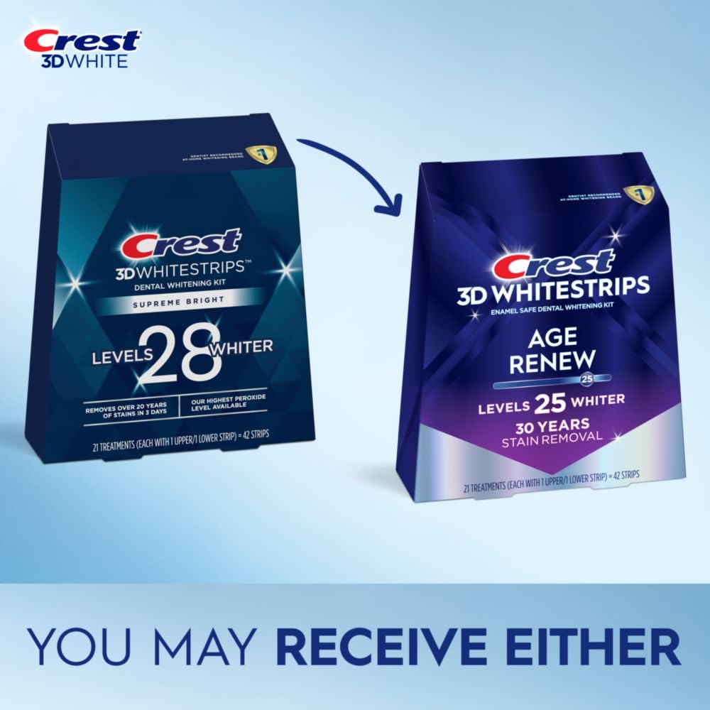 Crest 3D Whitestrips, Supreme Flexfit, Teeth Whitening Strip Kit, 42 Strips (21 Treatments)
