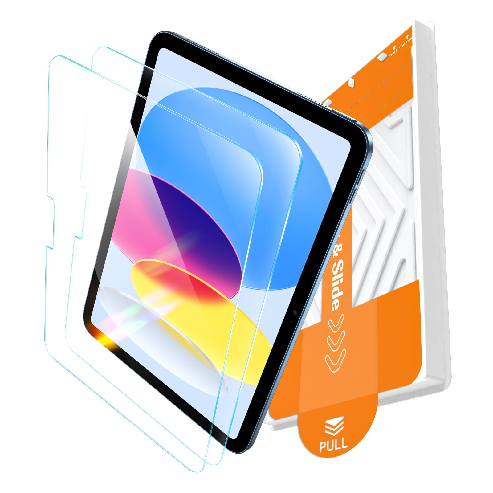 EZ-GLAZ-2 Pack Screen Protector for iPad 11th/10th Generation A16 (11/10.9 Inch, 2025/2022), 9H+ Hardness Tempered Glass with Easy Application Tray, Support Apple Pencil, Case Compatible, HD Clear