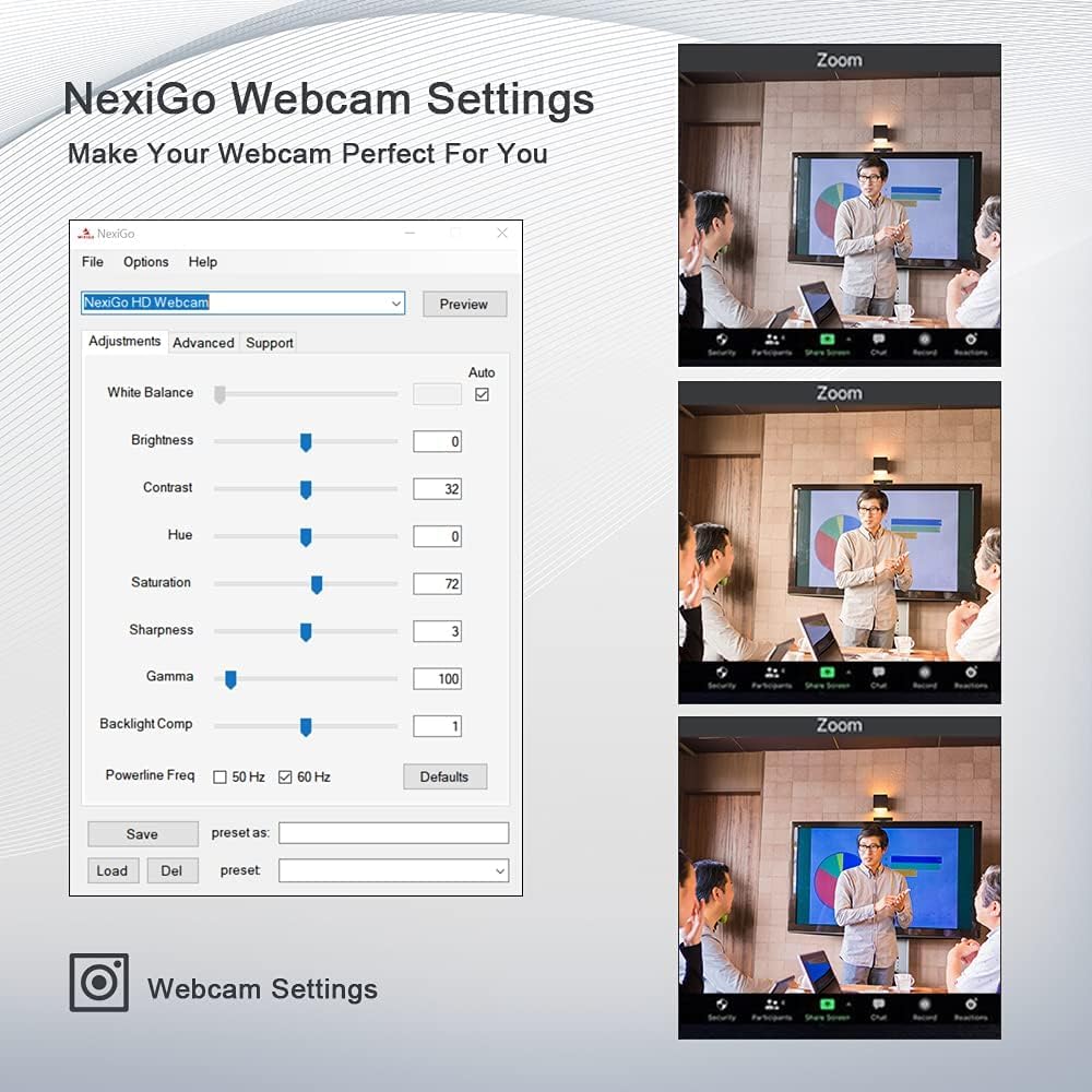 NexiGo N60 1080P Webcam with Microphone, Adjustable FOV, Zoom, Software Control & Privacy Cover, USB HD Computer Web Camera, Plug and Play, for Zoom/Skype/Teams, Conferencing and Video Calling: 1080P Autofocus Webcam