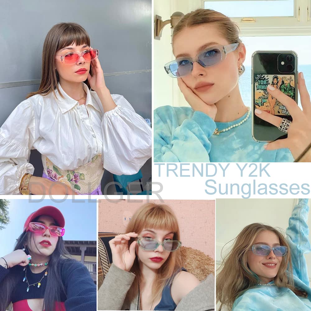 BOJOD Rectangle Sunglasses for Women Retro Fashion Sunglasses UV 400 Protection Square Frame Eyewear thumbnail 2