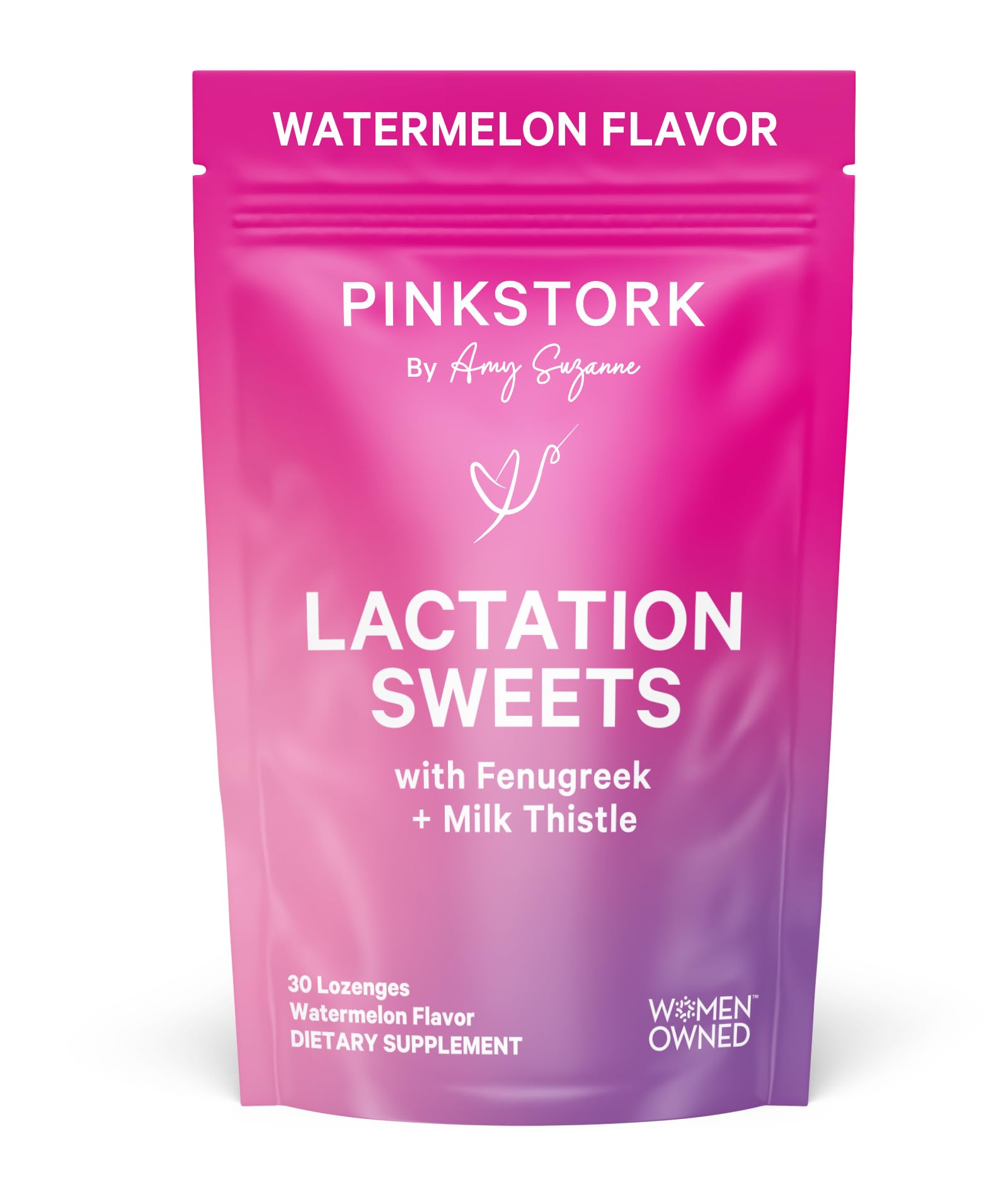 Pink Stork Lactation Sweets Supplement, Breastfeeding Snacks with Fenugreek and Milk Thistle to Support Breast Milk Supply - 30 Watermelon Candy Drops (Packaging May Vary) thumbnail 1