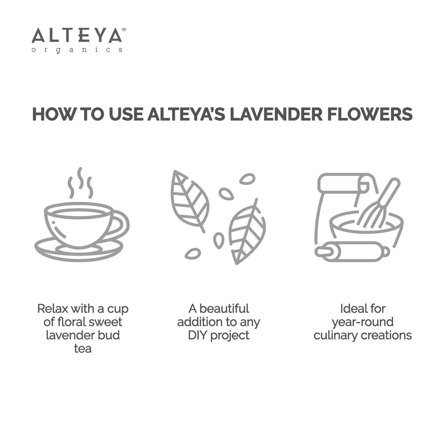 Alteya Organics Organic Lavender Flowers - USDA Certified Organic Lavender Tea - Herbal - 2.82 Oz: 2.82 Ounce (Pack of 1)