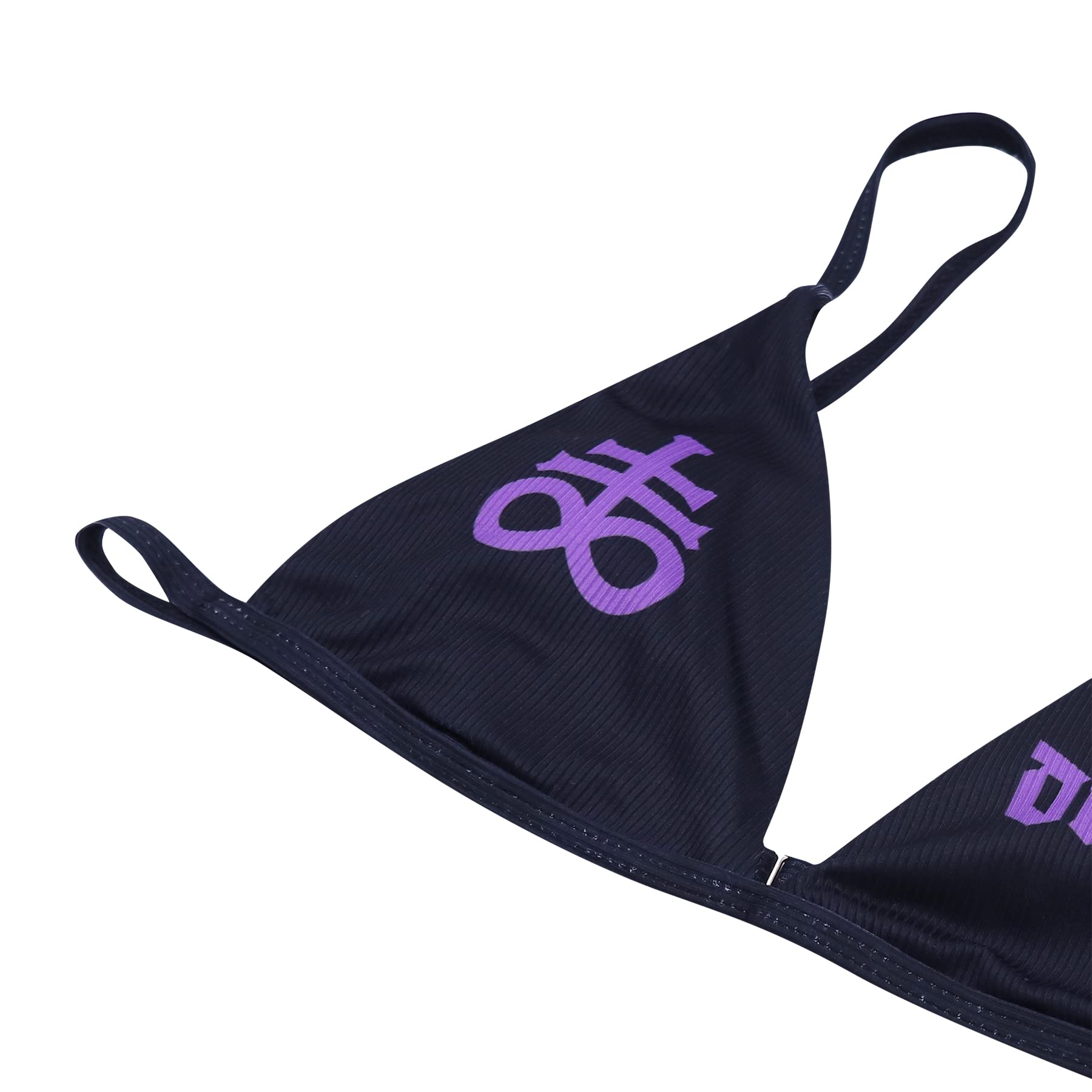 AIBEARTY Women's Skull Letter Printed Two Piece Swimsuit High Cut Triangle Bikini Set for Party Festival Halloween: Small Black&amp;purple