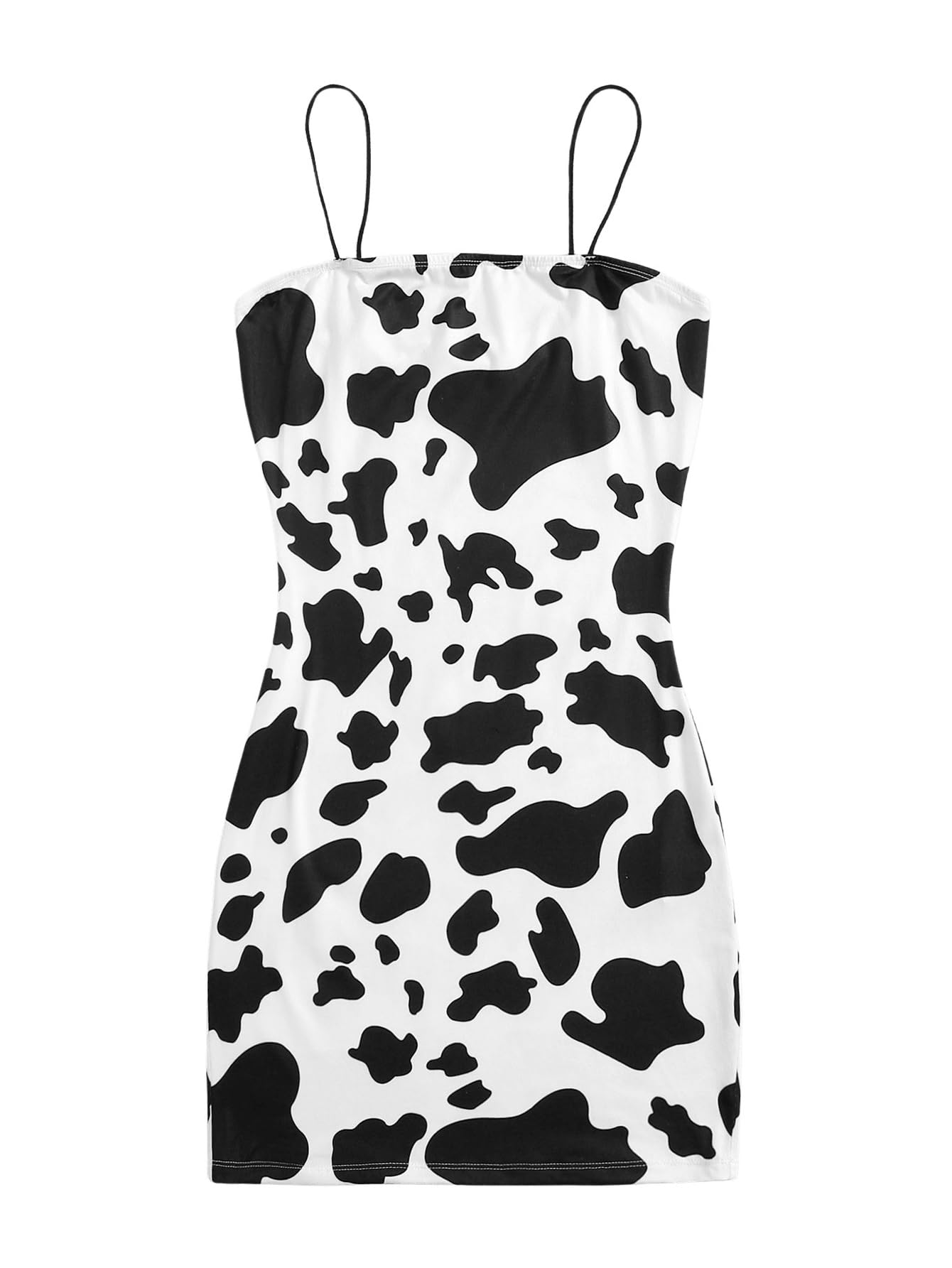 WDIRARA Women's Cow Print Bodycon Mini Cami Dress Spaghetti Strap Dresses thumbnail 1