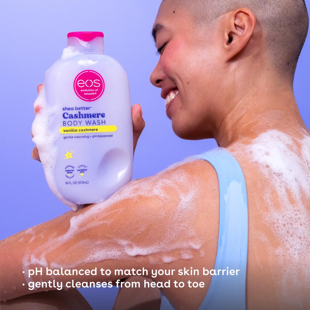 eos Shea Better Cashmere Body Wash, Fresh & Cozy, Moisturizing, pH Balanced Body Wash, Creamy Gel Formula, Paraben & Phthalate Free, Sensitive Skin, 16 fl oz: Vanilla Cashmere 16 Fl Oz (Pack of 1)