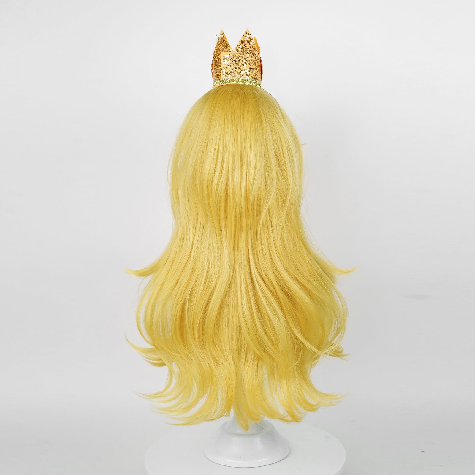 Blonde Wavy Princess Wig for Adult, Long Golden Cosplay Wig + Crown Brooch Earrings Accessories + Wig Cap for Halloween Costume Party