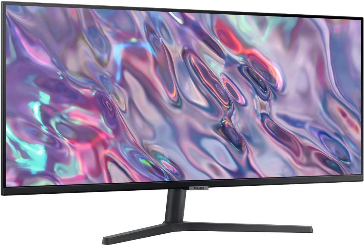 SAMSUNG 34" ViewFinity S50GC Series Ultra-WQHD Monitor, 100Hz, 5ms, Borderless Design, AMD FreeSync, Eye Care, Black, with MTC HDMI Cable