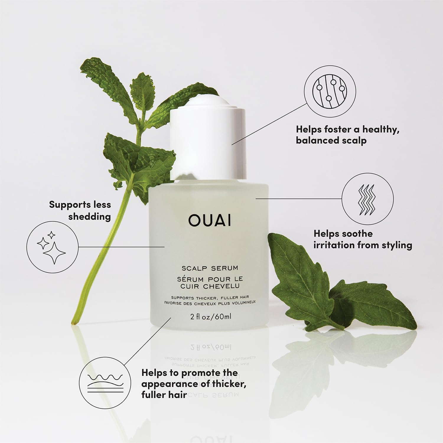 OUAI Scalp Serum - Balancing Hair Serum with Red Clover Extract, Siberian Ginseng and Peptides for Thicker and Fuller-Looking Hair - Paraben, Phthalate and Sulfate Free Scalp Care (2 Fl Oz): OUAI Scalp Serum - Balancing Hair Serum with Red Clover Extract, Siberian Ginseng and Peptides for Thicker and Fuller-Looking Hair - Paraben, Phthalate and Sulfate Free Scalp Care (2 Fl Oz)