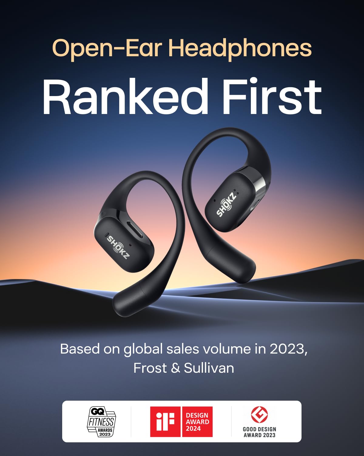 SHOKZ OpenFit - Open-Ear True Wireless Bluetooth Headphones with Microphone, Earbuds with Earhooks, Sweat Resistant, Fast Charging, 28HRS Playtime, Compatible with iPhone & Android,