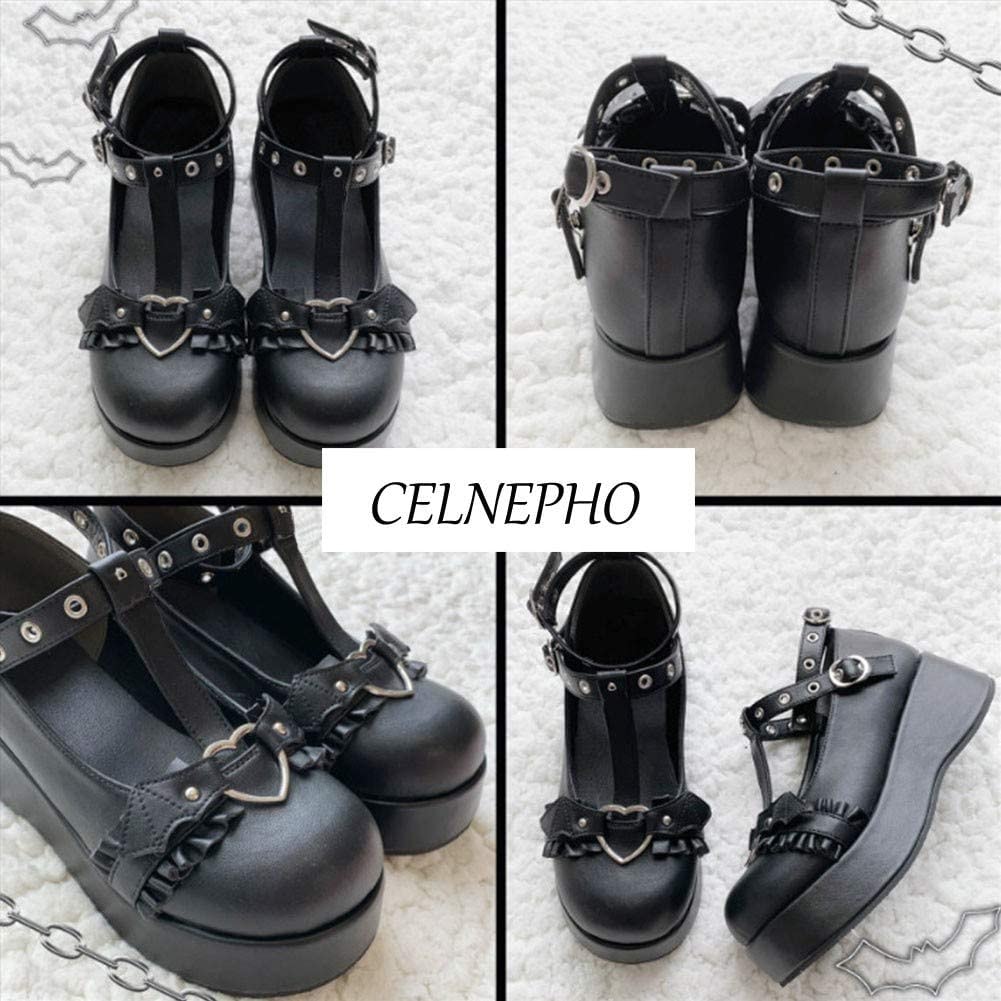 CELNEPHO Mary Jane Shoes Women Cute Ankle Strap Platform Wedge High Heel Pumps Gothic Party Dress Shoes for Women - Image 4