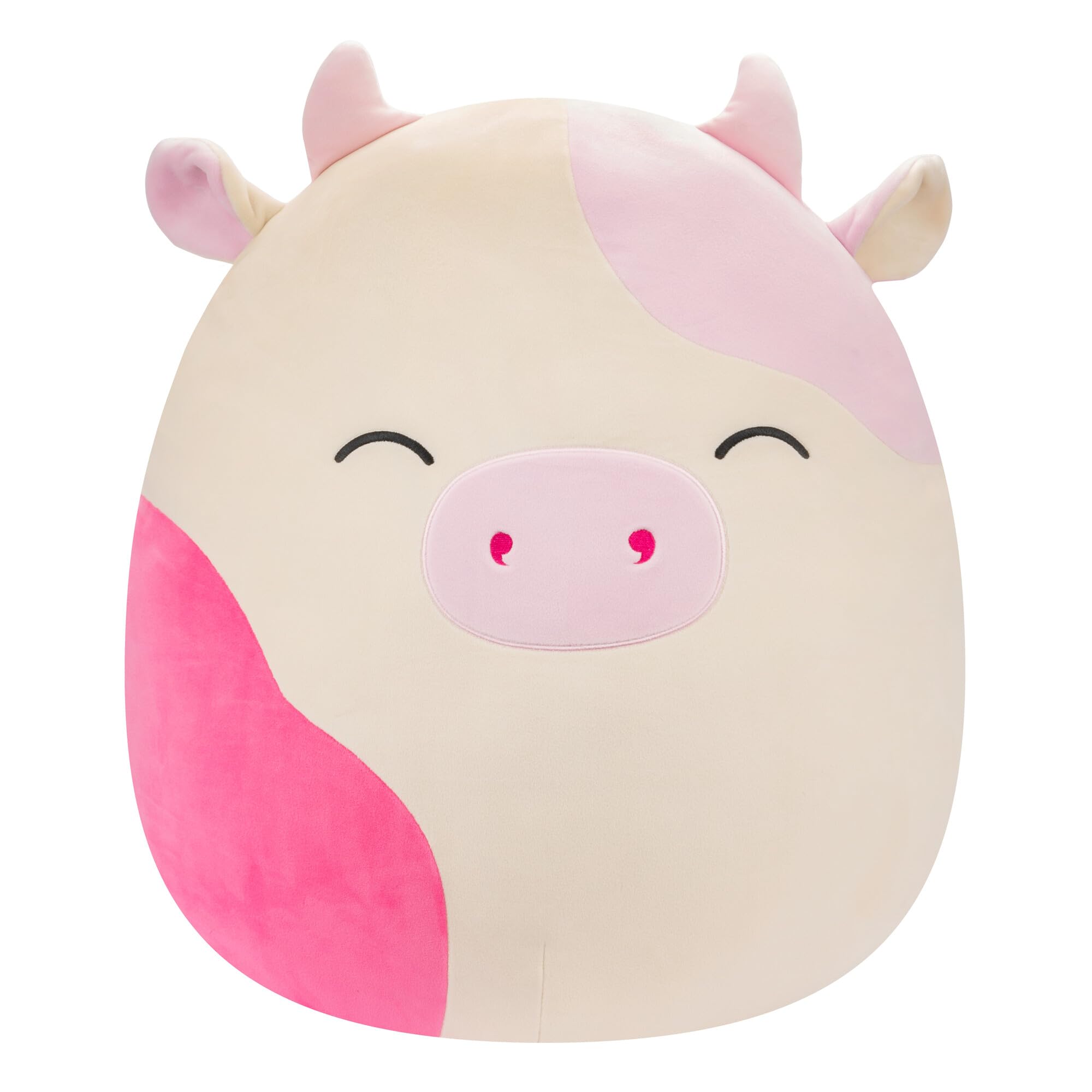 Squishmallows Original 8-Inch Connor  with Blue Flower Embroidery - Official Jazwares Plush: Squishmallows Original 20-Inch Caedyn Cream Cow with Pink Spots - Official Jazwares Jumbo Plush